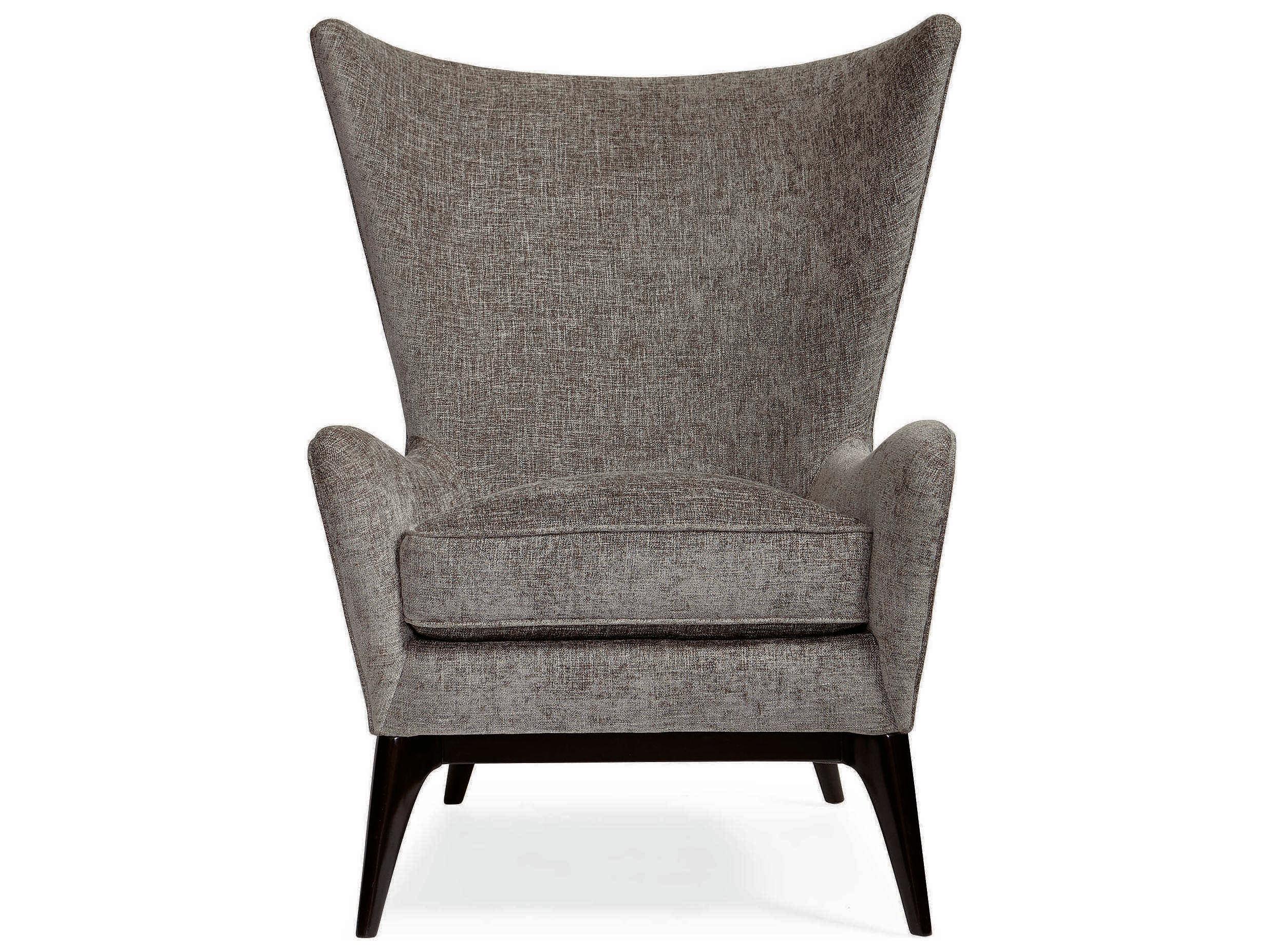 Caracole Upholstery Whats New Pussycat? Mid Century Wingback Gray Fabric Accent Chair