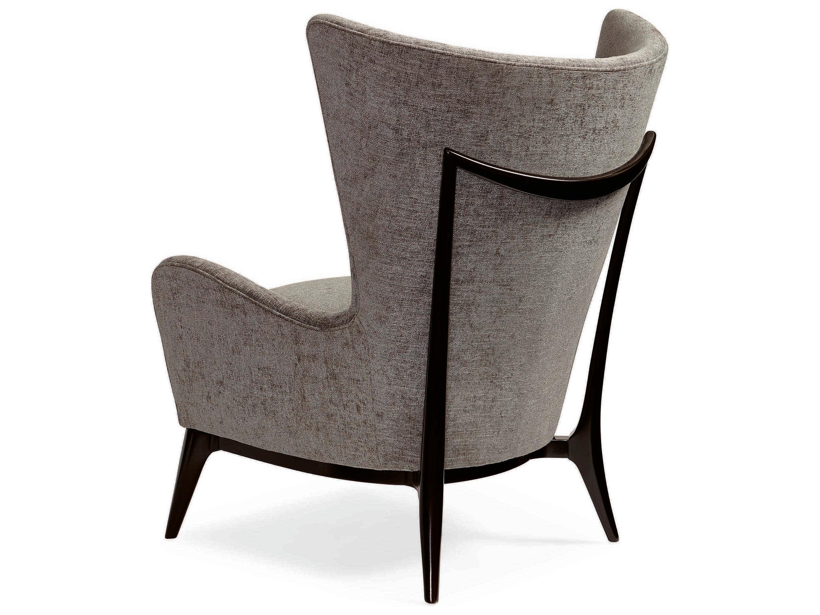 Caracole Upholstery Whats New Pussycat? Mid Century Wingback Gray Fabric Accent Chair