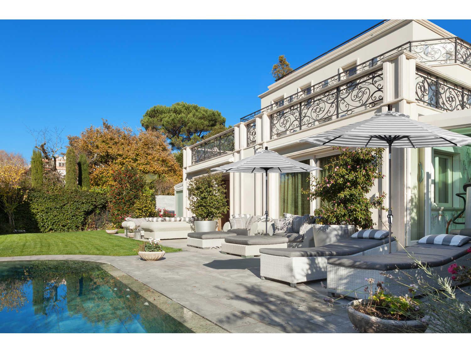 California Outdoor Patio Umbrella Custom Golden State Series 11 Foot Octagon Market Aluminum Outdoor Patio Umbrella with Crank Lift System