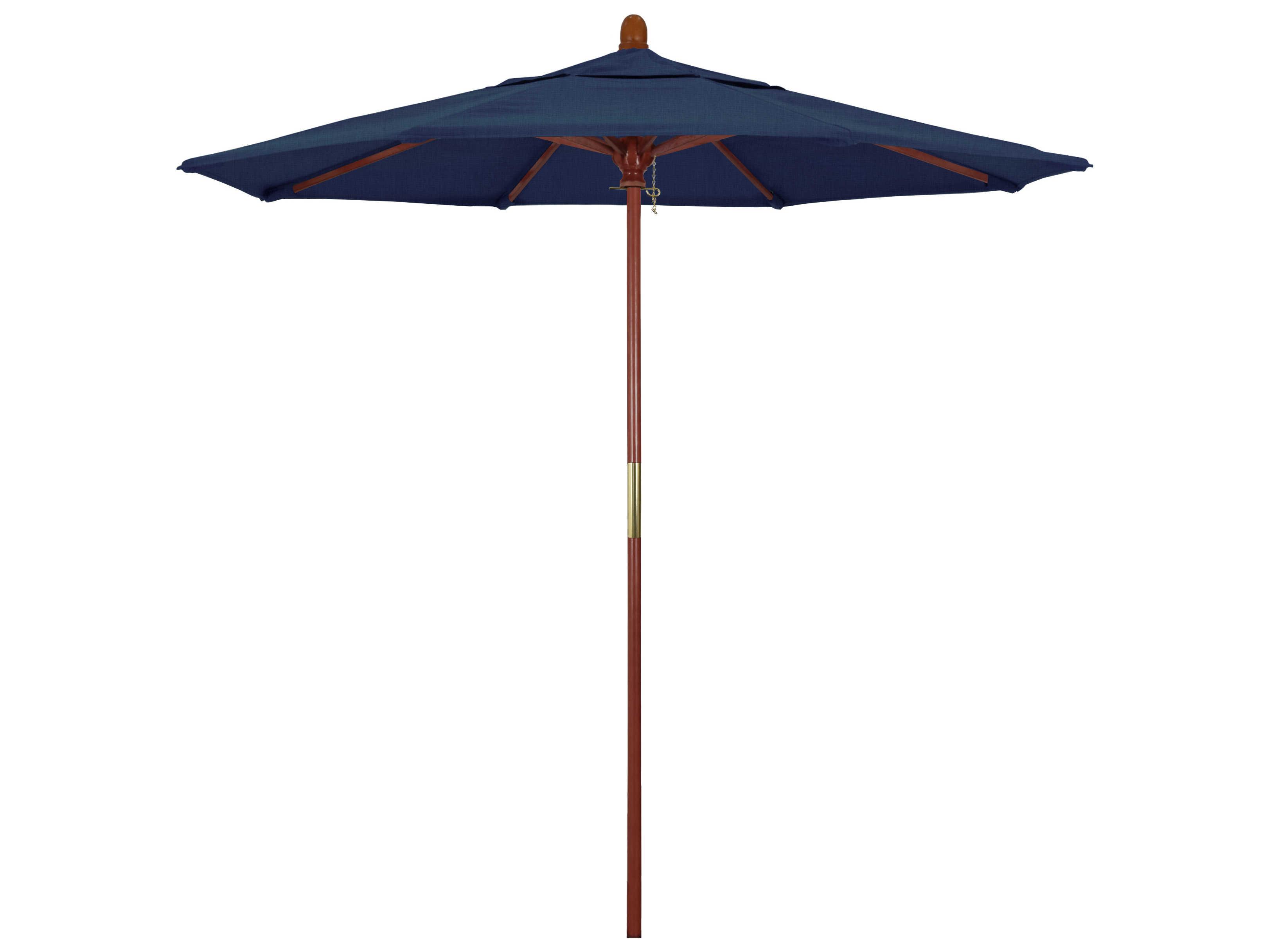 California Outdoor Umbrella Custom Grove Series 7.5 Foot Octagon Market Wood Outdoor Umbrella with Push Lift System