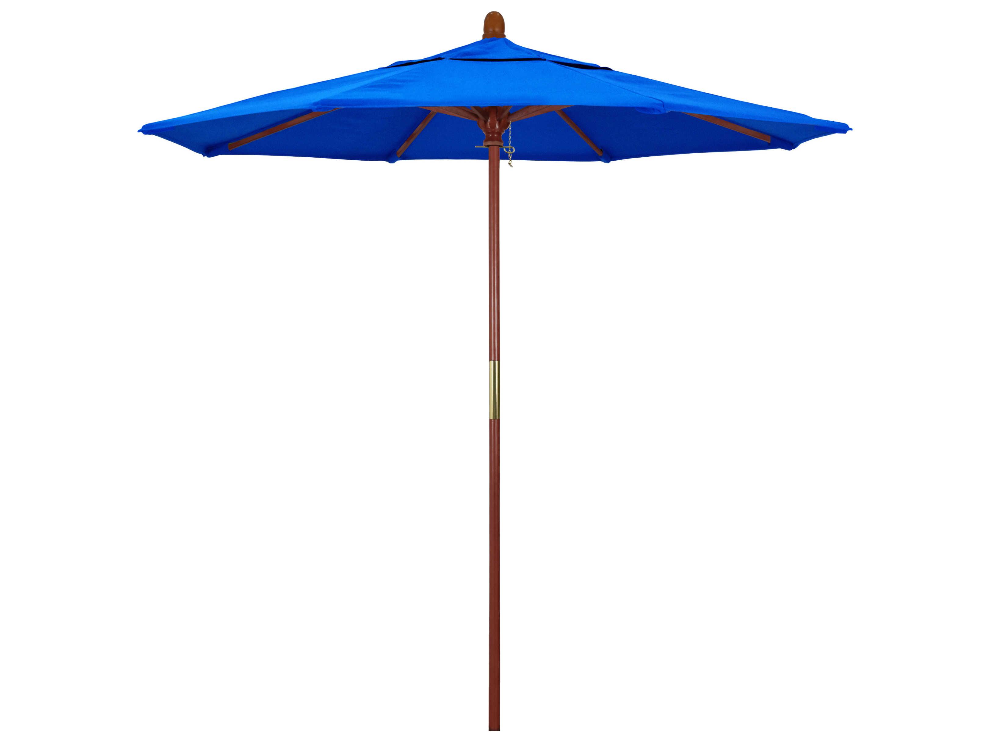 California Outdoor Umbrella Custom Grove Series 7.5 Foot Octagon Market Wood Outdoor Umbrella with Push Lift System
