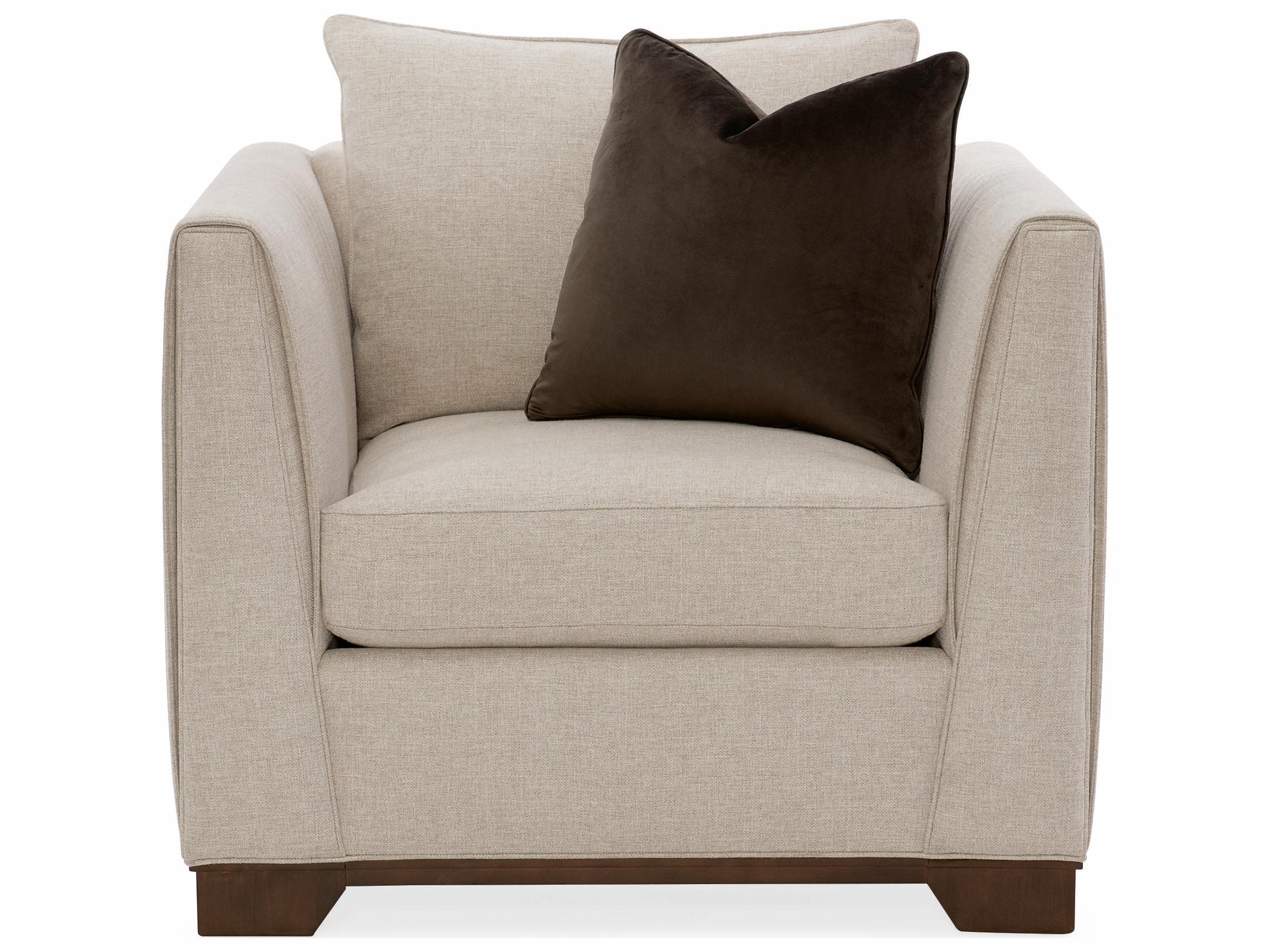 Caracole Streamline Moderne Plinthe Base Beige Fabric Club Chair