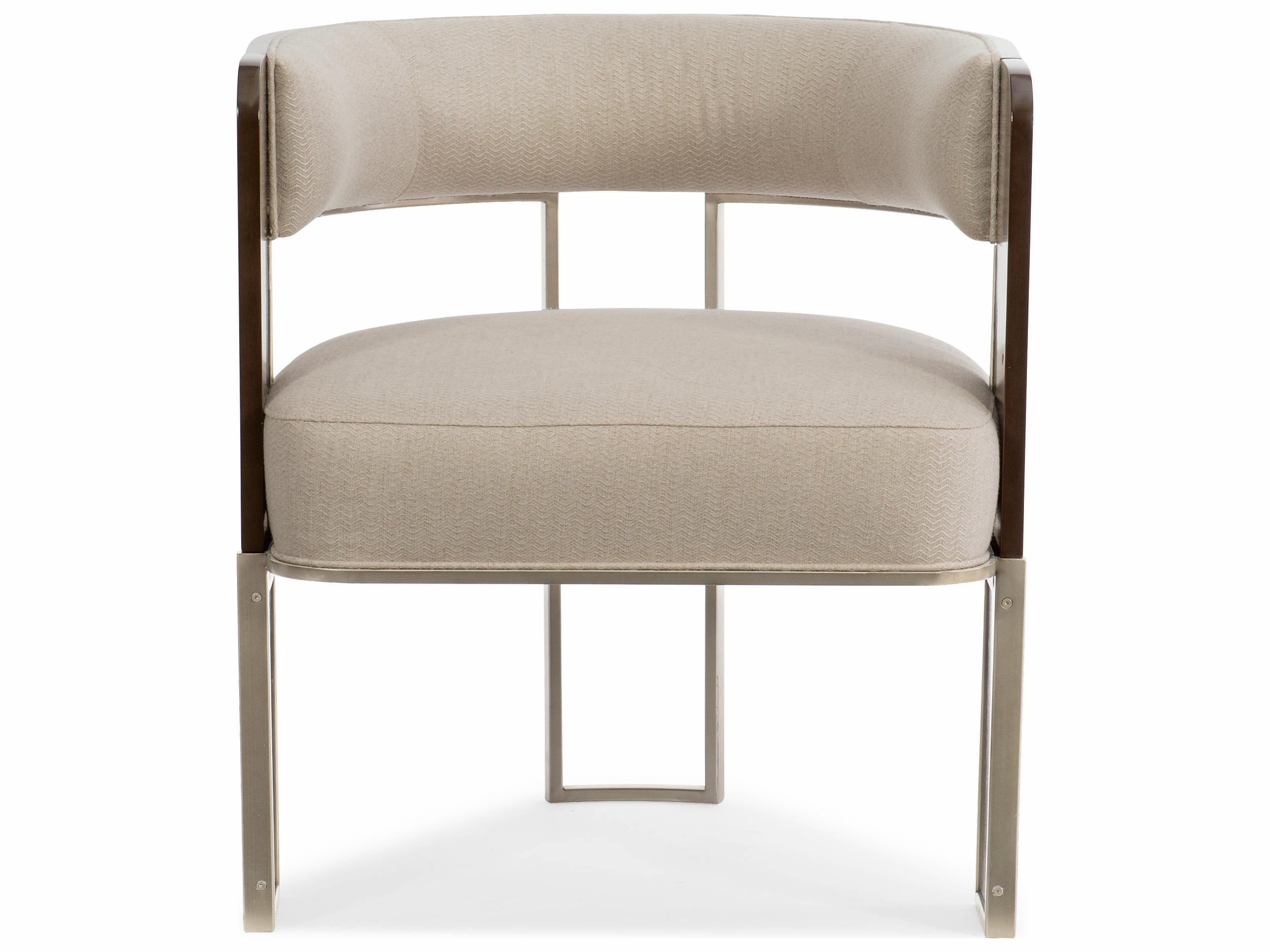 Caracole Streamline Streamliner Open Back Barrel Beige Fabric Accent Chair