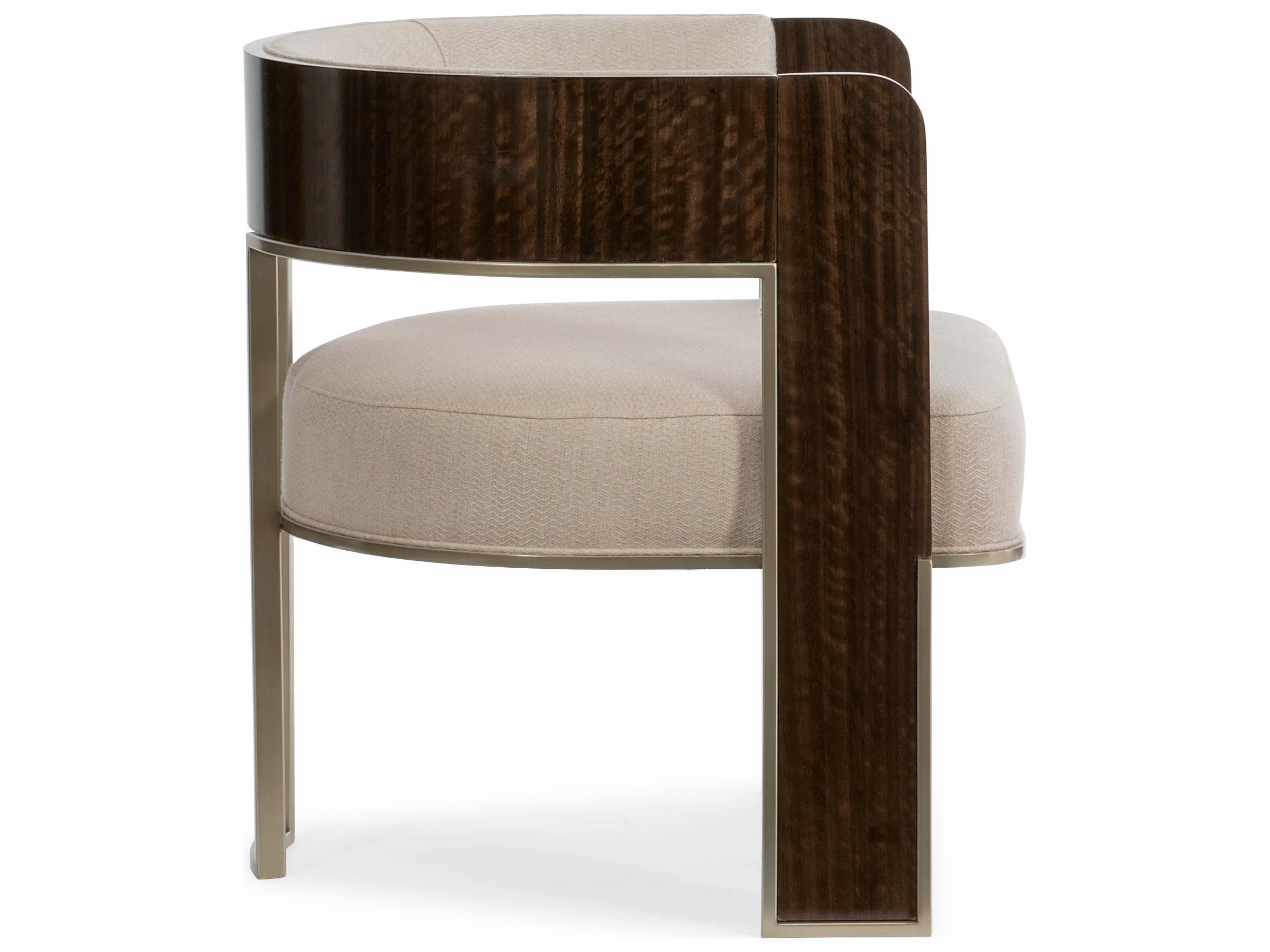 Caracole Streamline Streamliner Open Back Barrel Beige Fabric Accent Chair