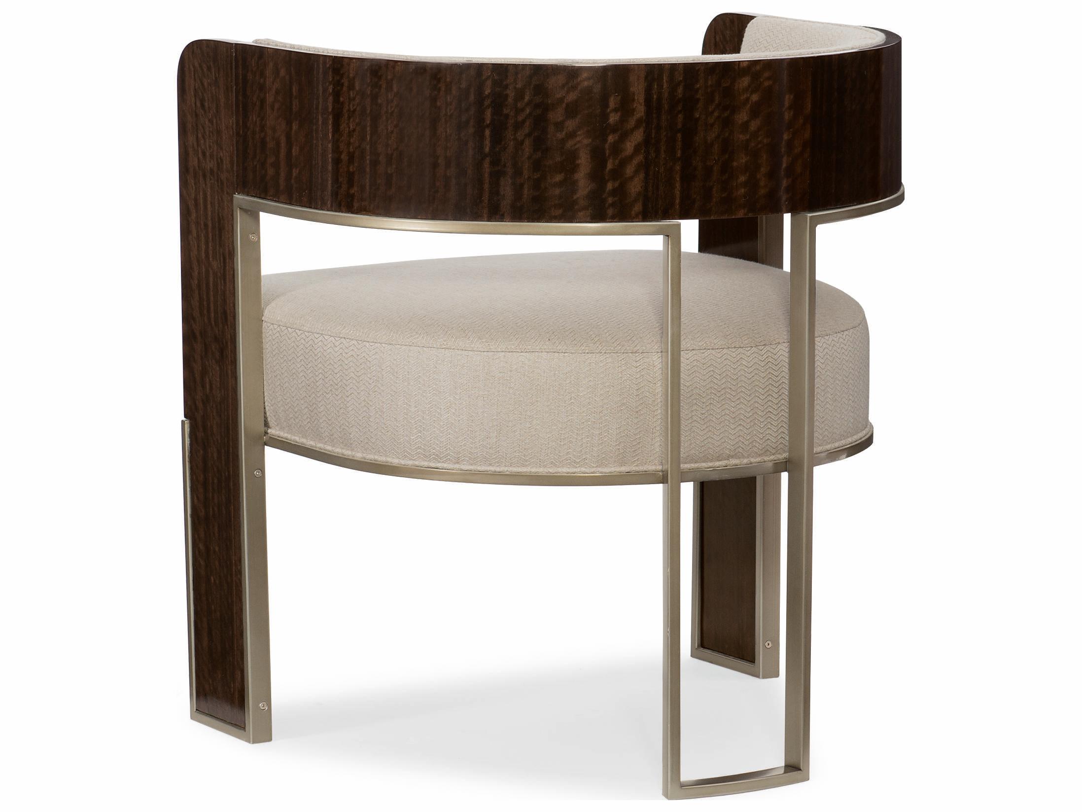 Caracole Streamline Streamliner Open Back Barrel Beige Fabric Accent Chair