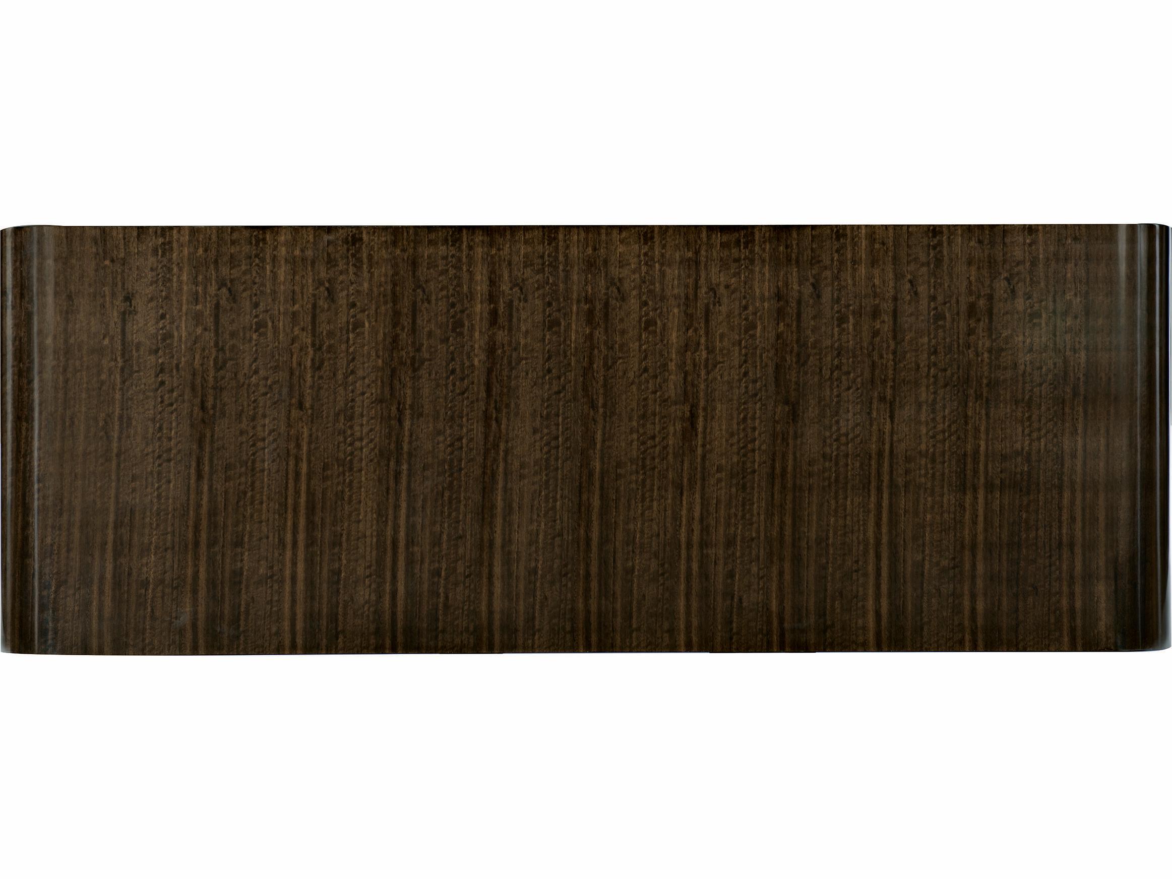 Caracole Streamline Waterfall Rectangular Wood Aged Bourbon With Smoked Brass Coffee Table