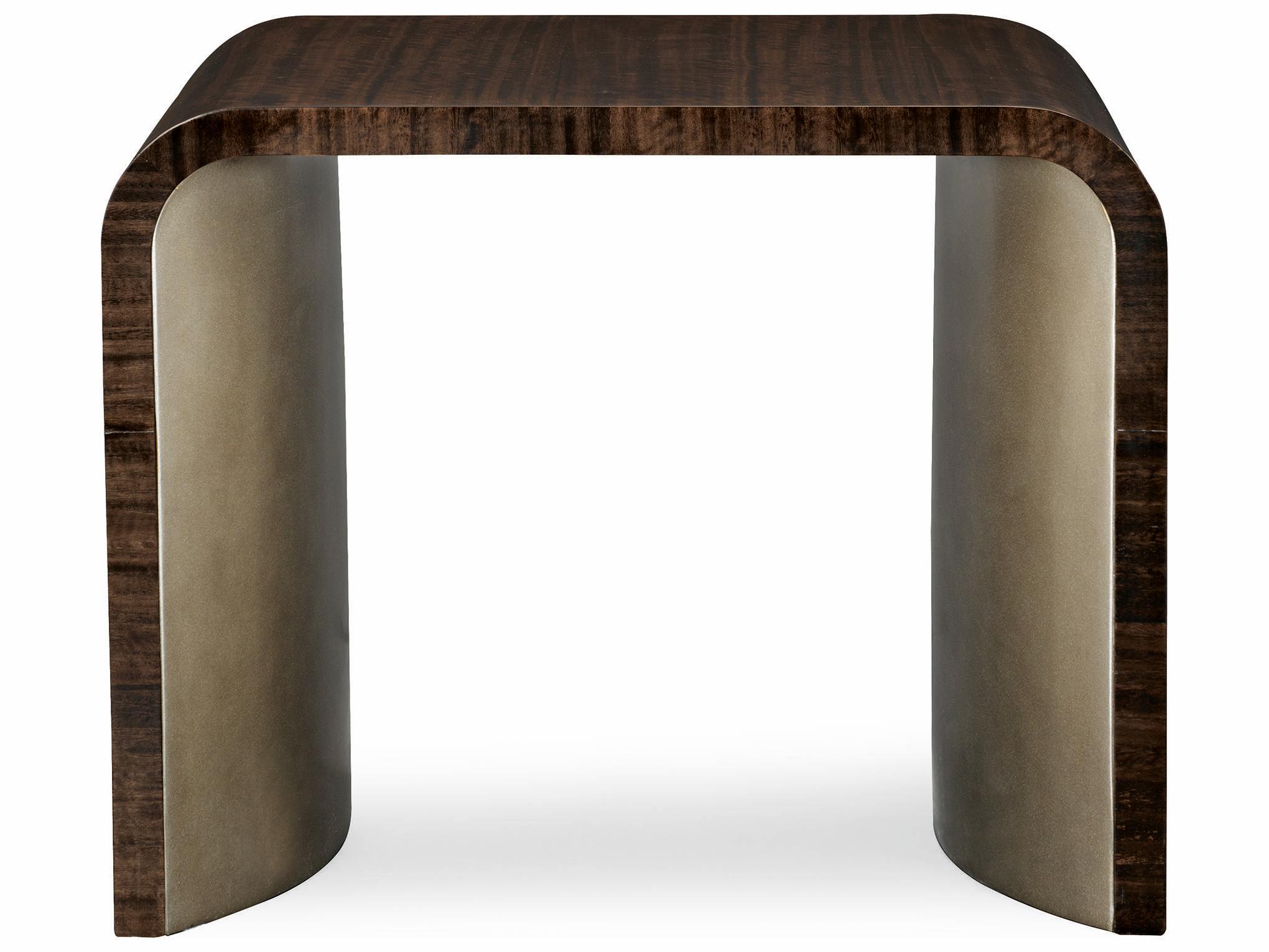 Caracole Streamline Waterfall Rectangular Wood Aged Bourbon End Table