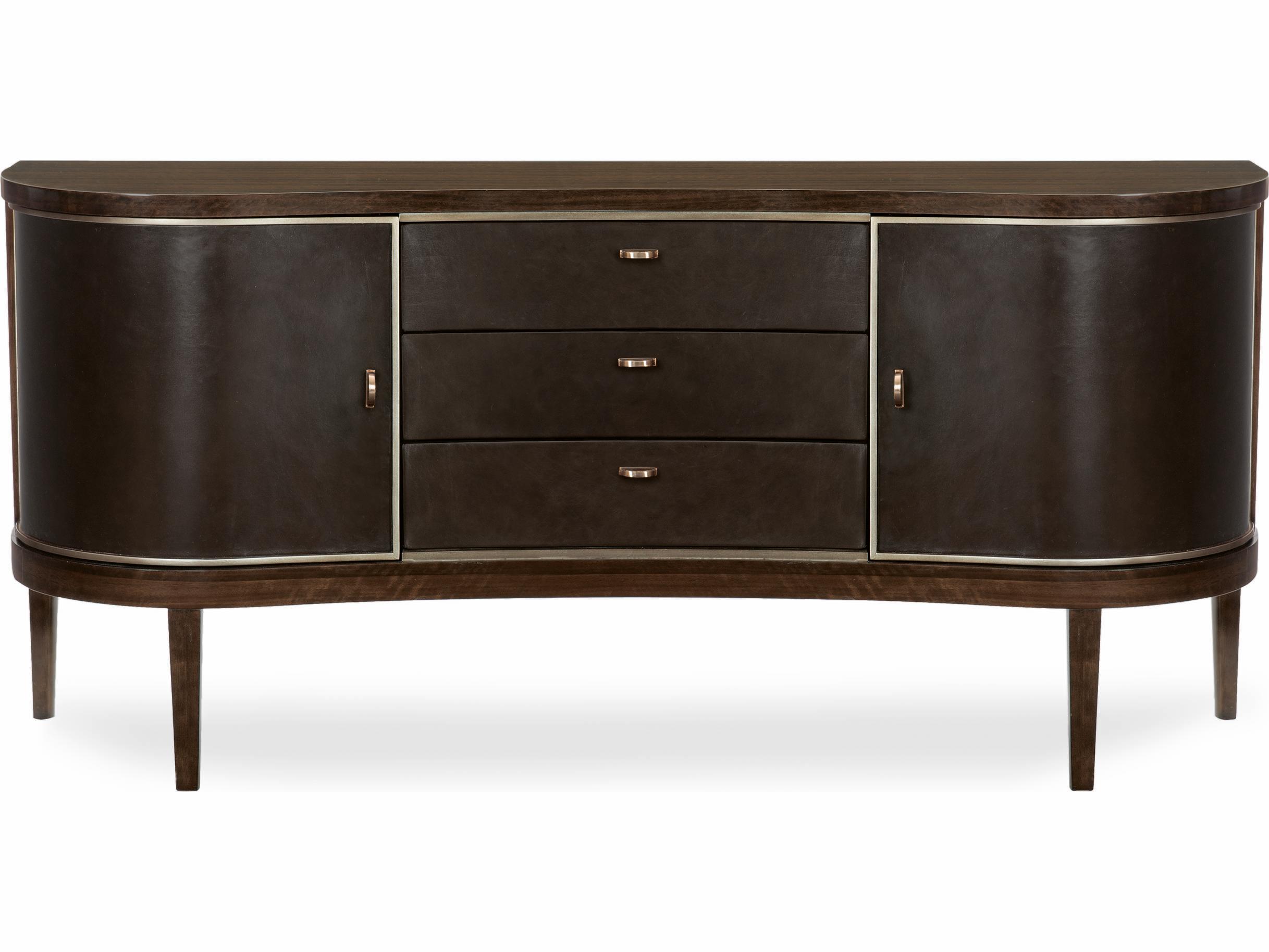 Caracole Streamline Moderne 72" Aged Bourbon With Smoked Brass Sideboard