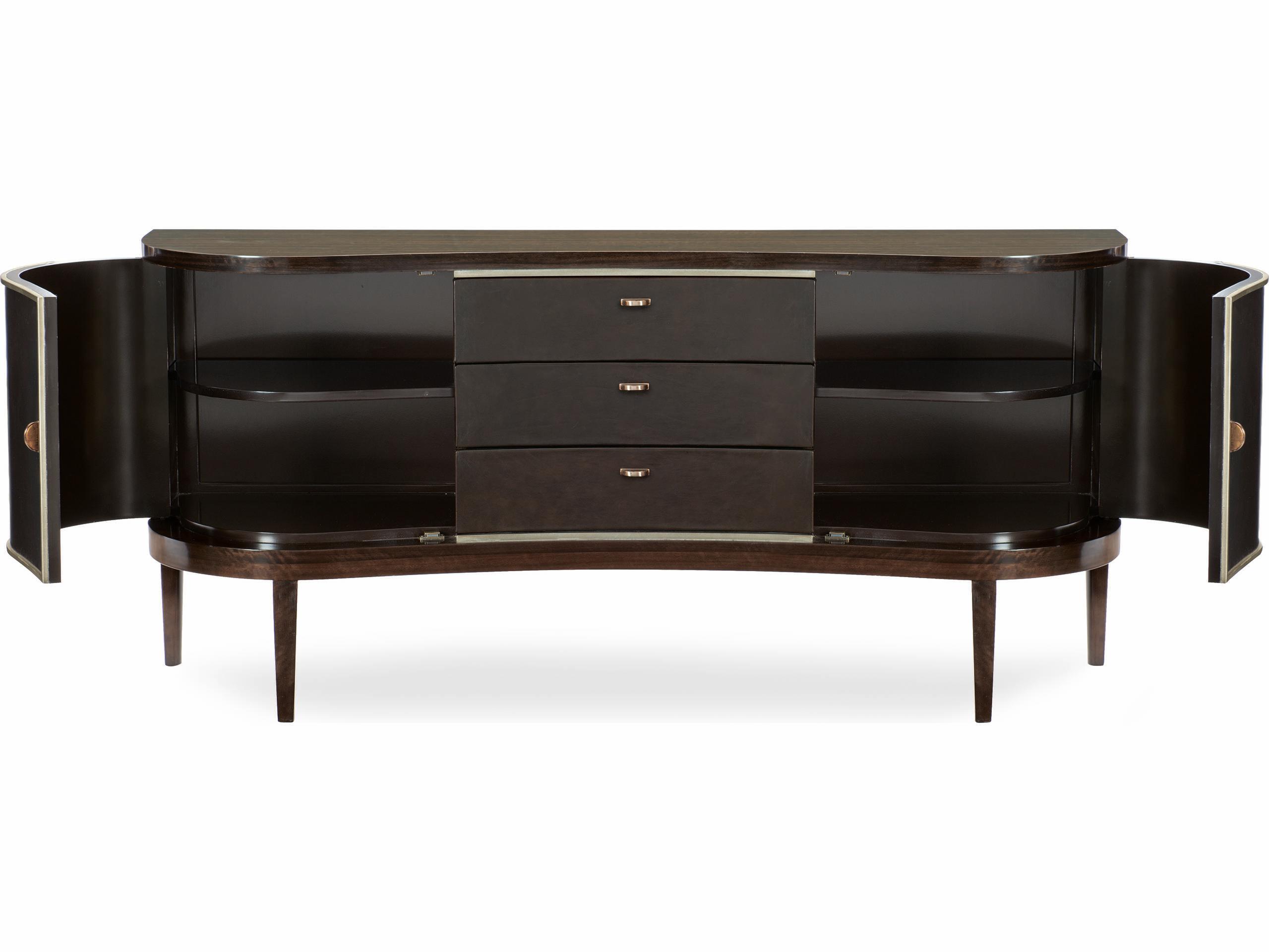 Caracole Streamline Moderne 72" Aged Bourbon With Smoked Brass Sideboard