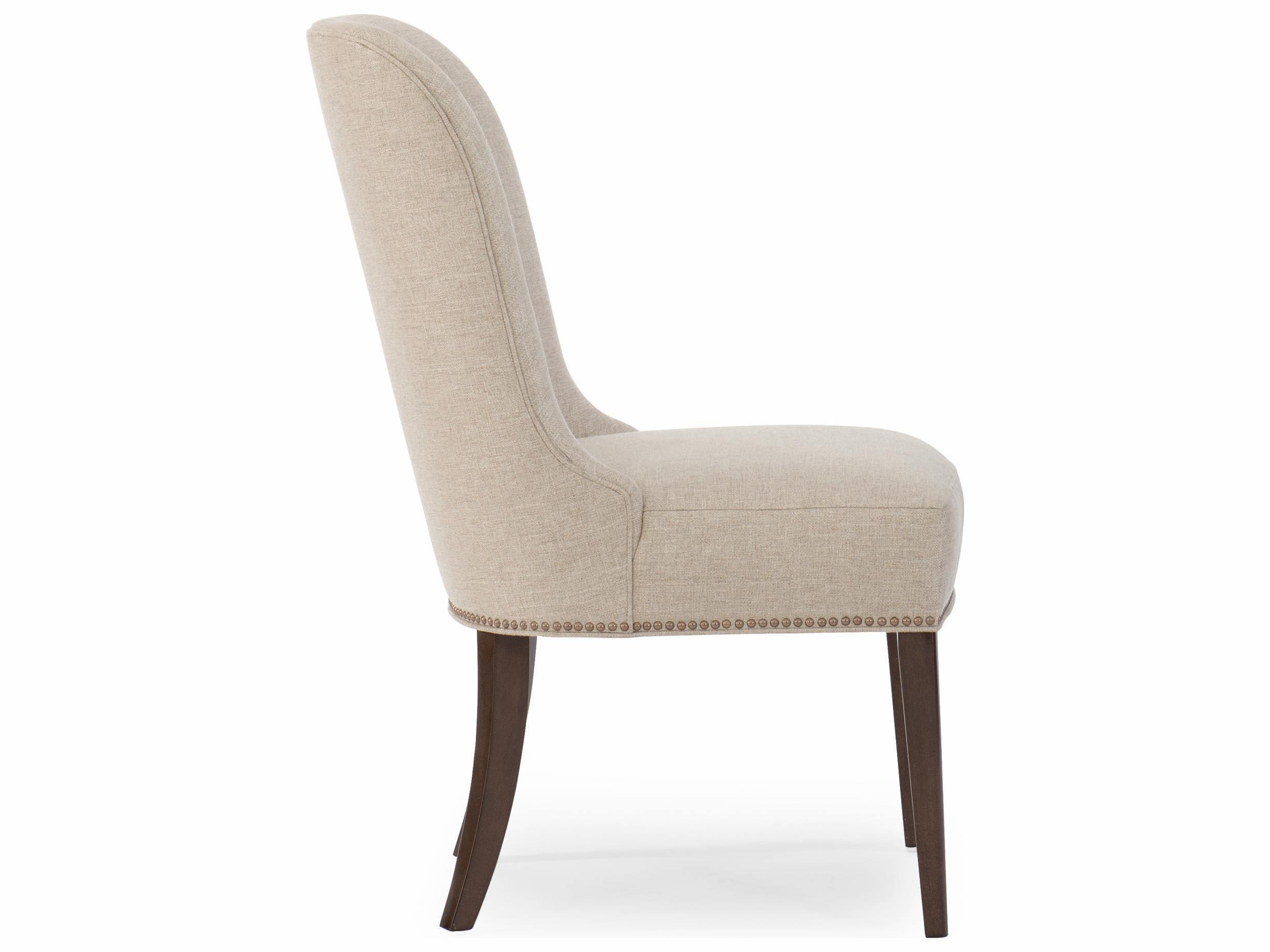 Caracole Streamline Mid-Century Hardwood Beige Upholstered Side Dining Chair