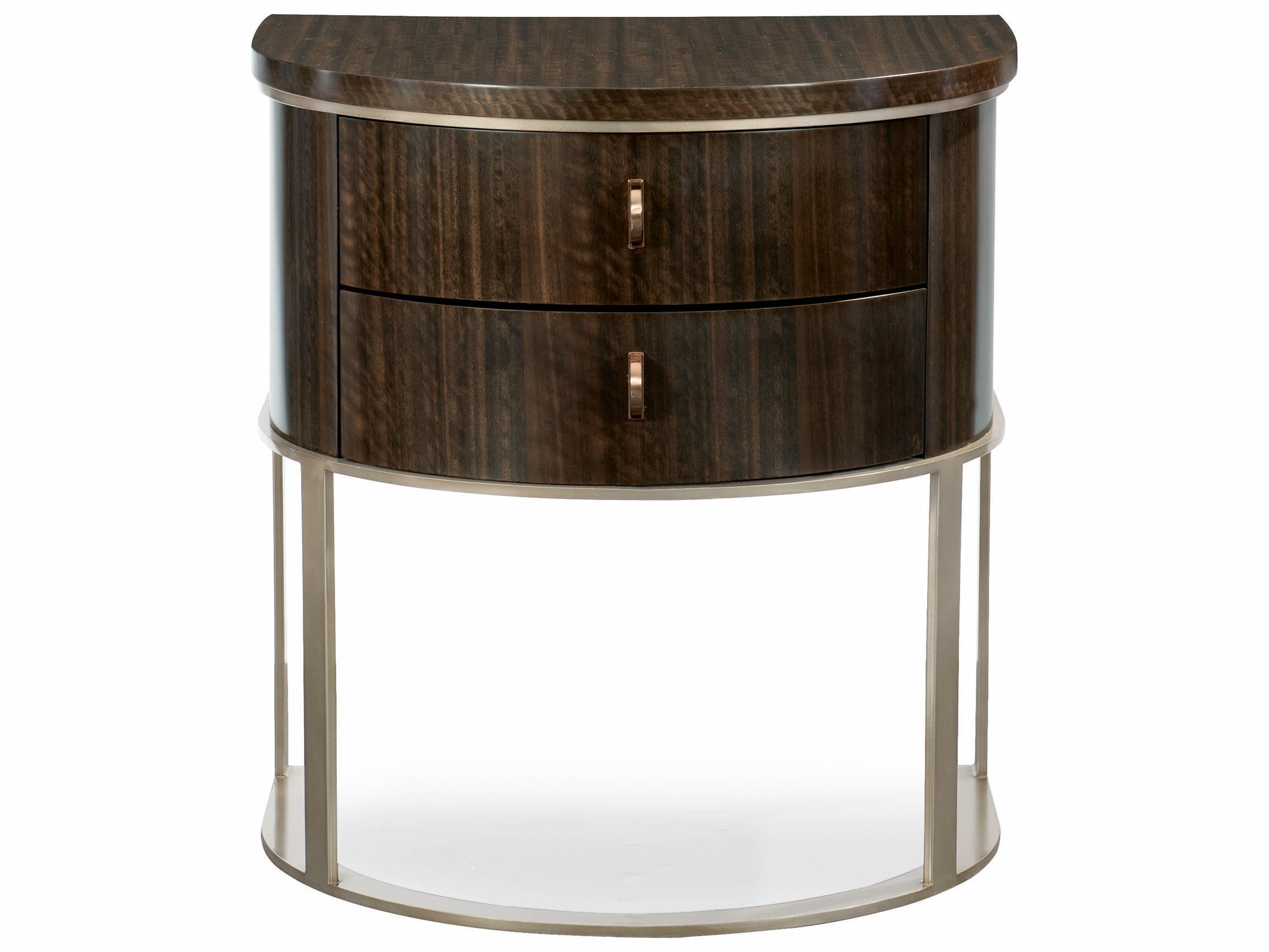 Caracole Streamline Moderne Demilune 2-Drawers Brown Nightstand
