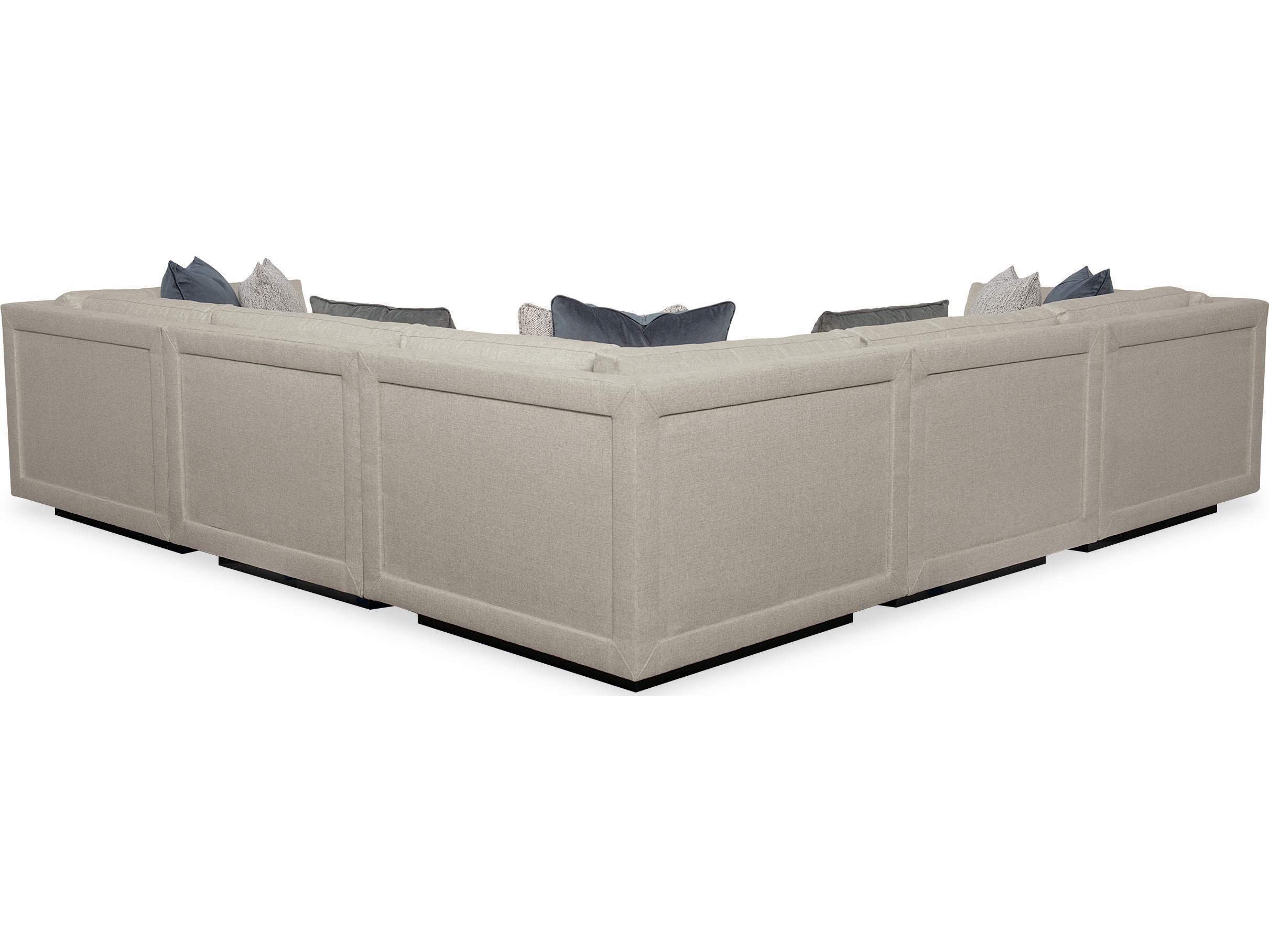 Caracole Fusion Plinth Base Upholstered Sectional Sofa with Cocktail Ottoman