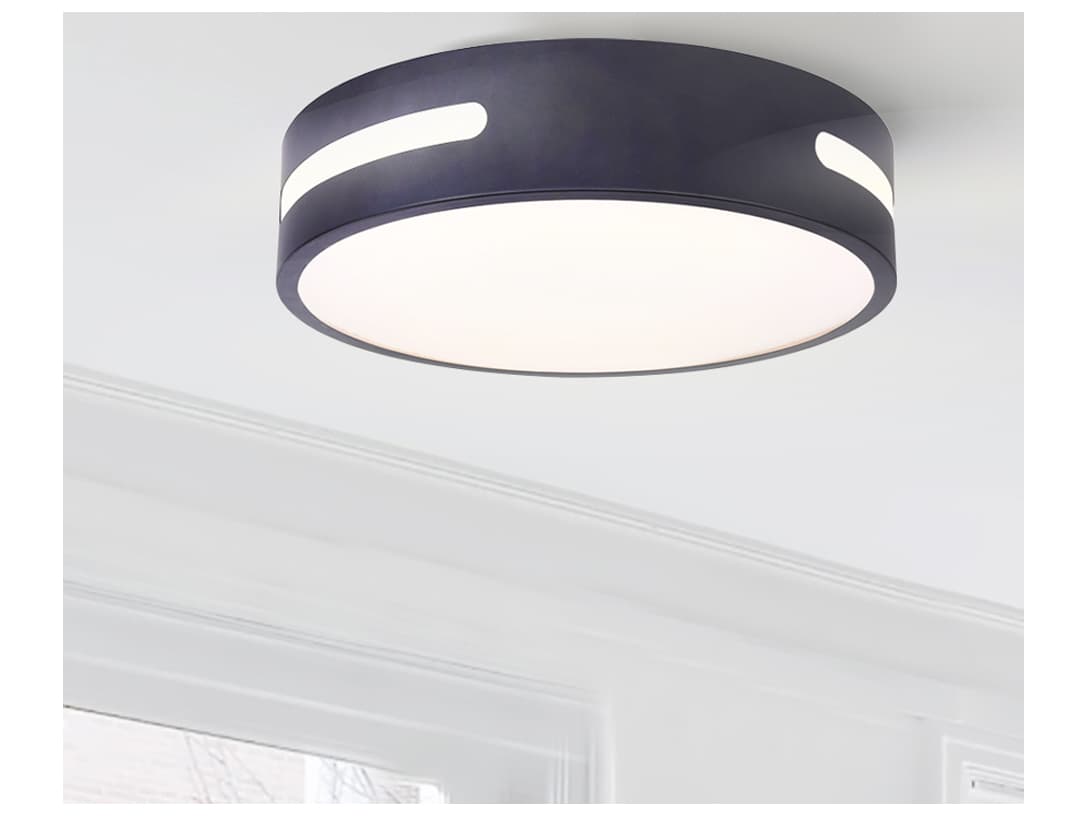 Canarm Led Flush Mount 1 -light Black LED Round