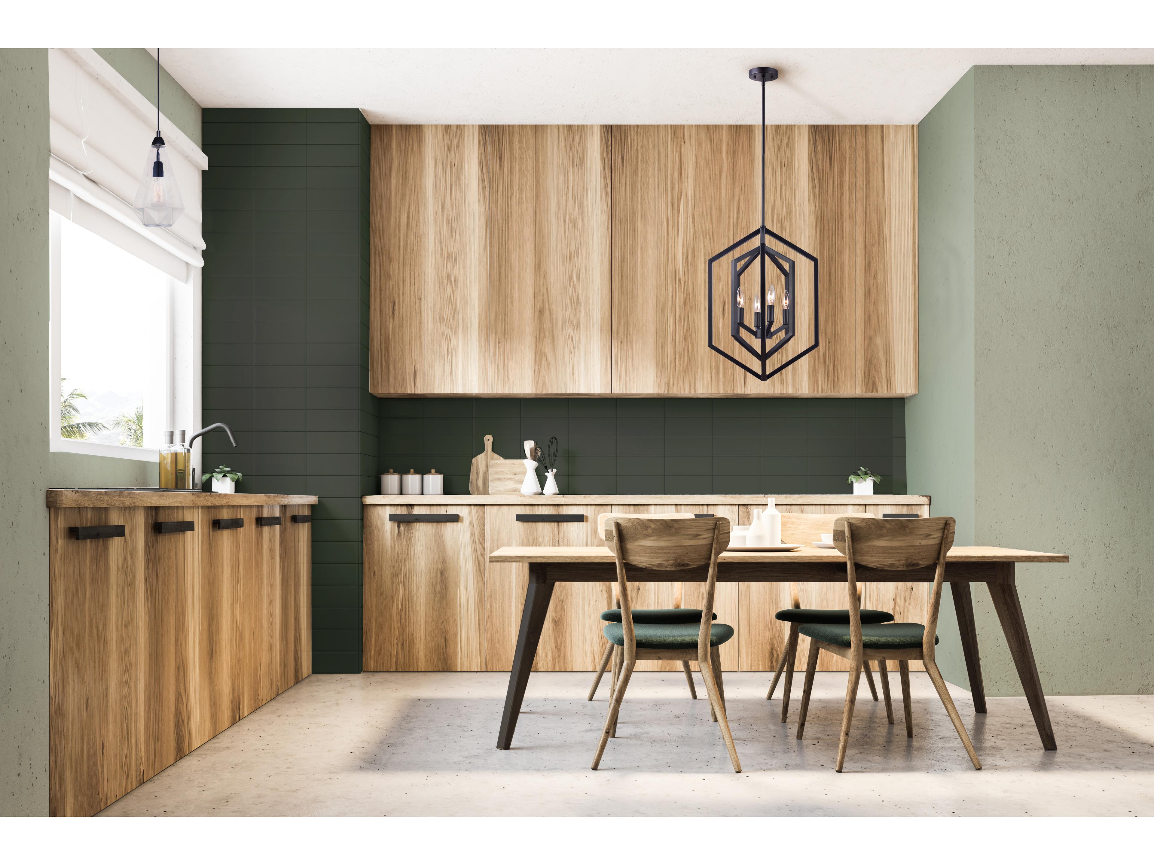 Canarm Netto 4 -light Black Geometric Chandelier