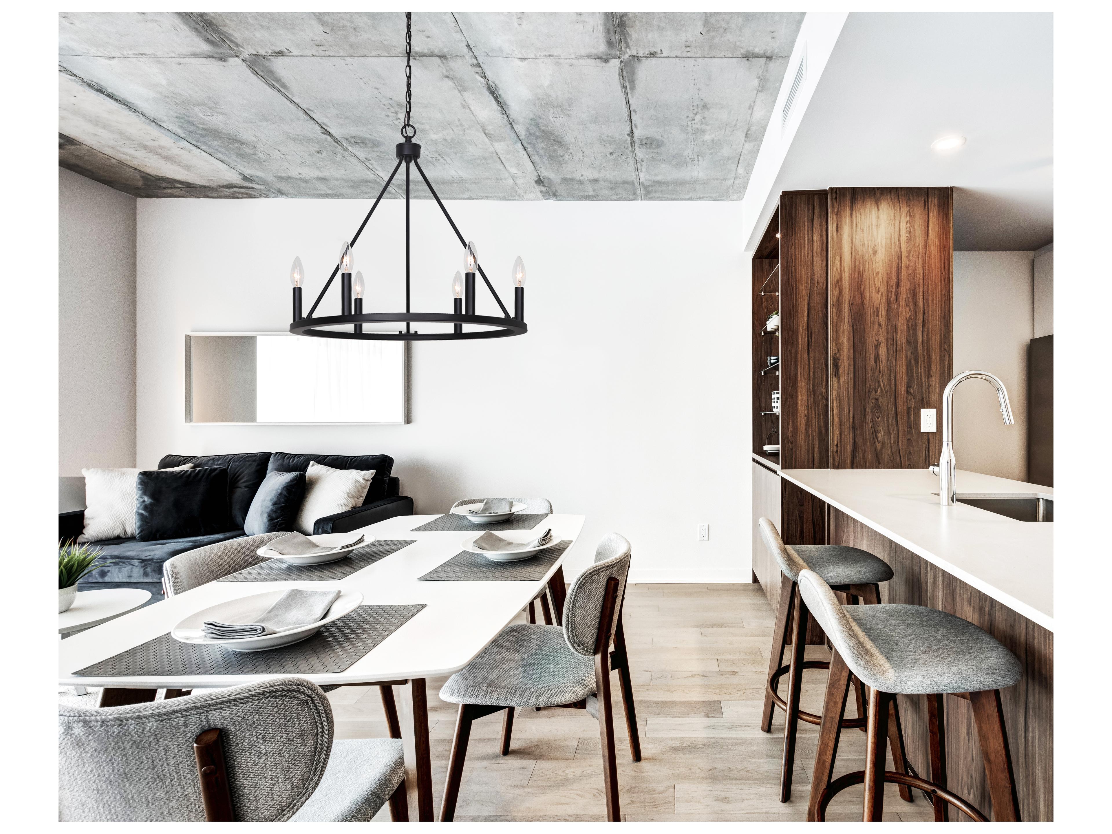 Canarm Mara 6 -light Black Round Chandelier