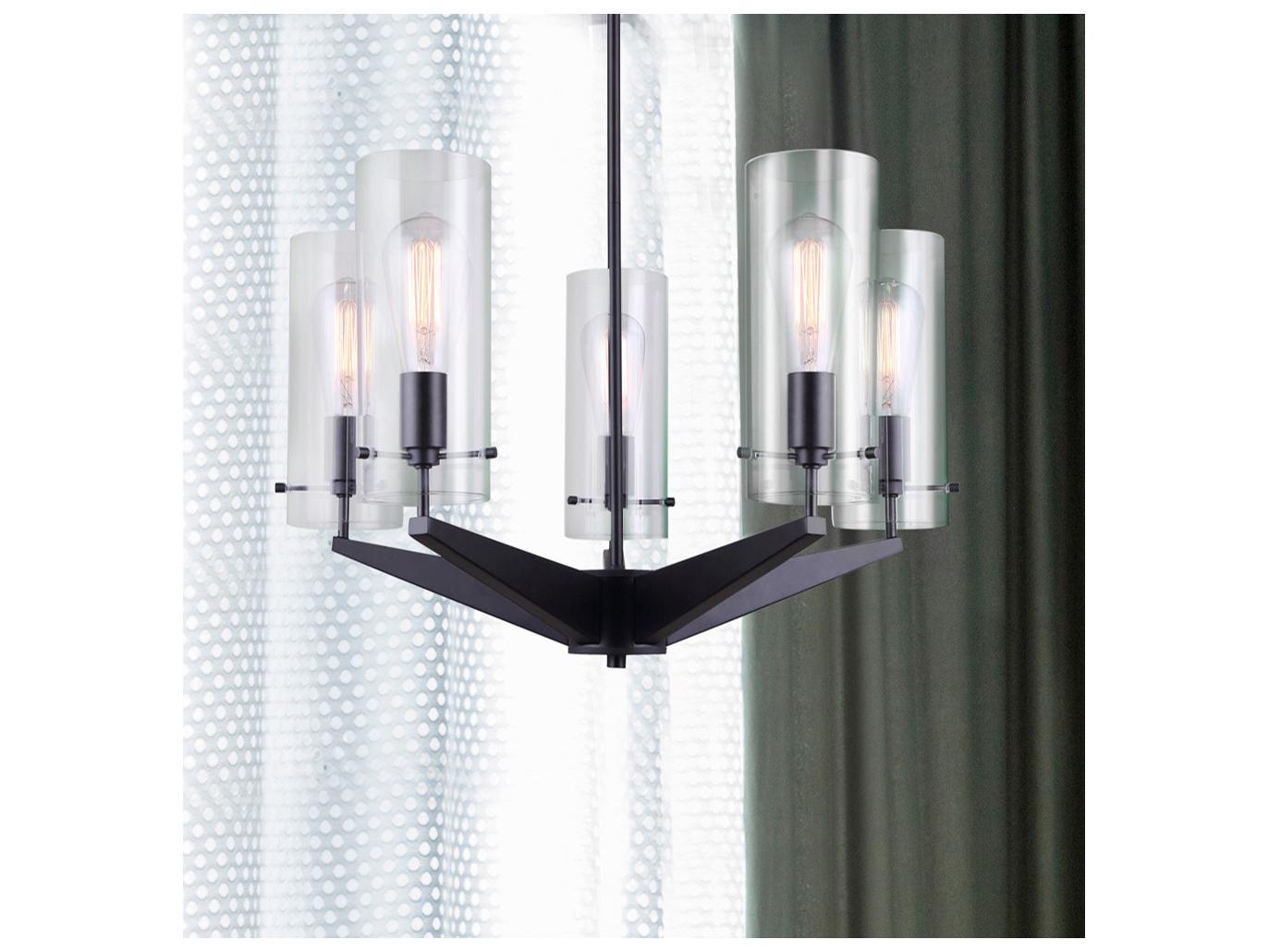Canarm Joni 5 -light Black Cylinder Chandelier