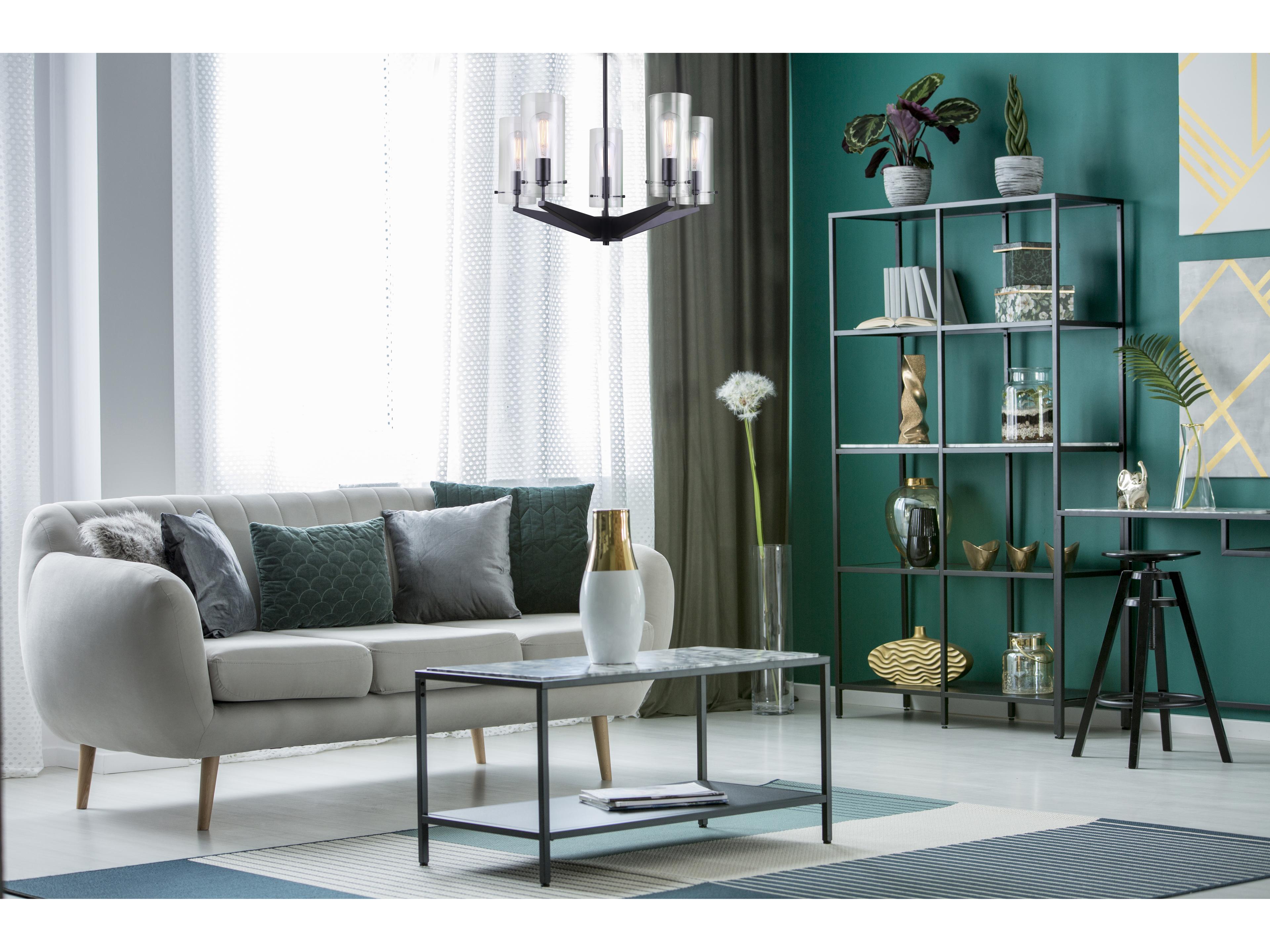 Canarm Joni 5 -light Black Cylinder Chandelier