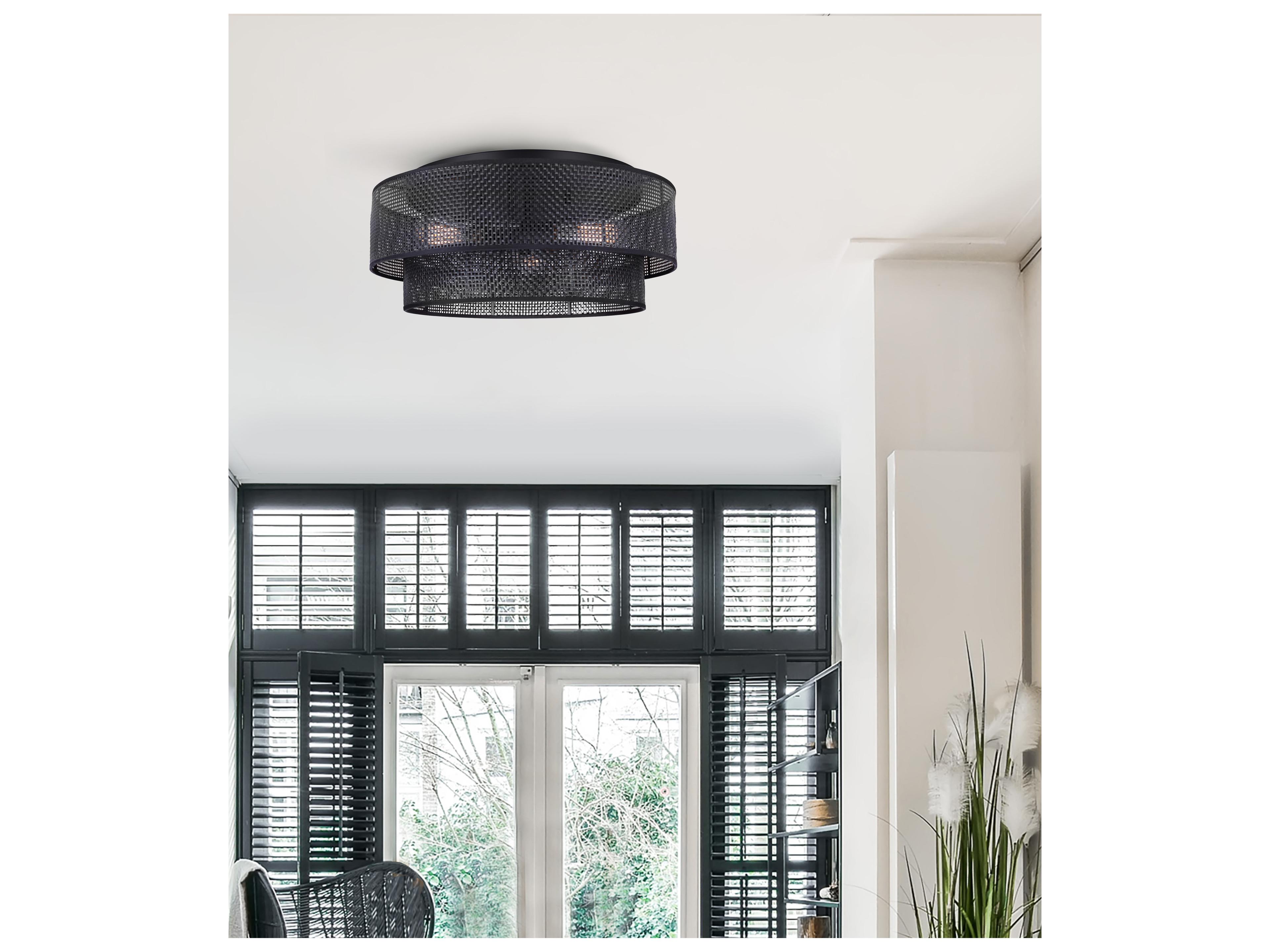Canarm Bellamy 3 -light Black Drum Tiered Flush Mount