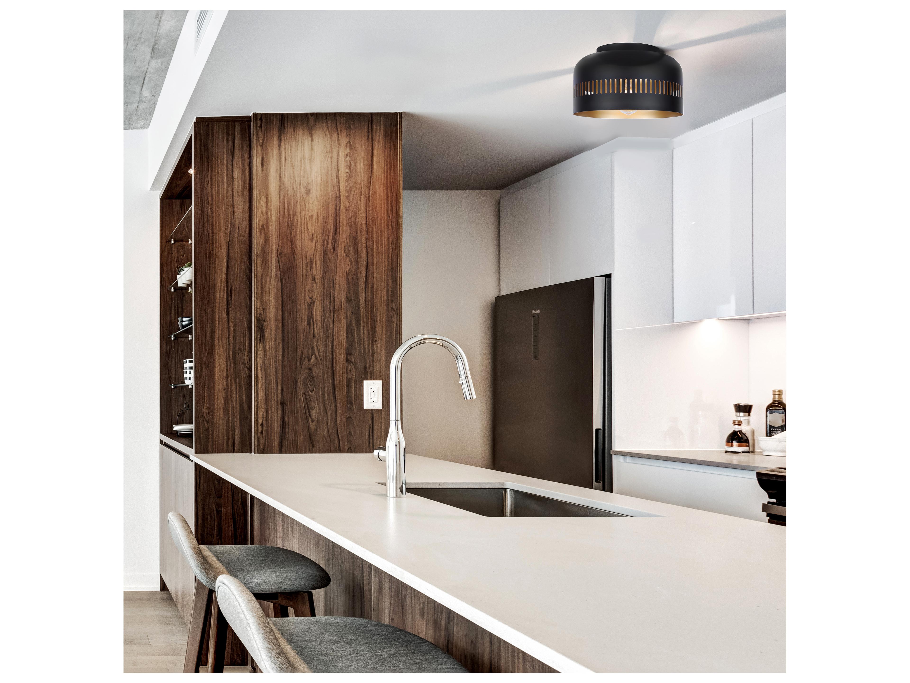 Canarm Miles Black Dome Flush Mount