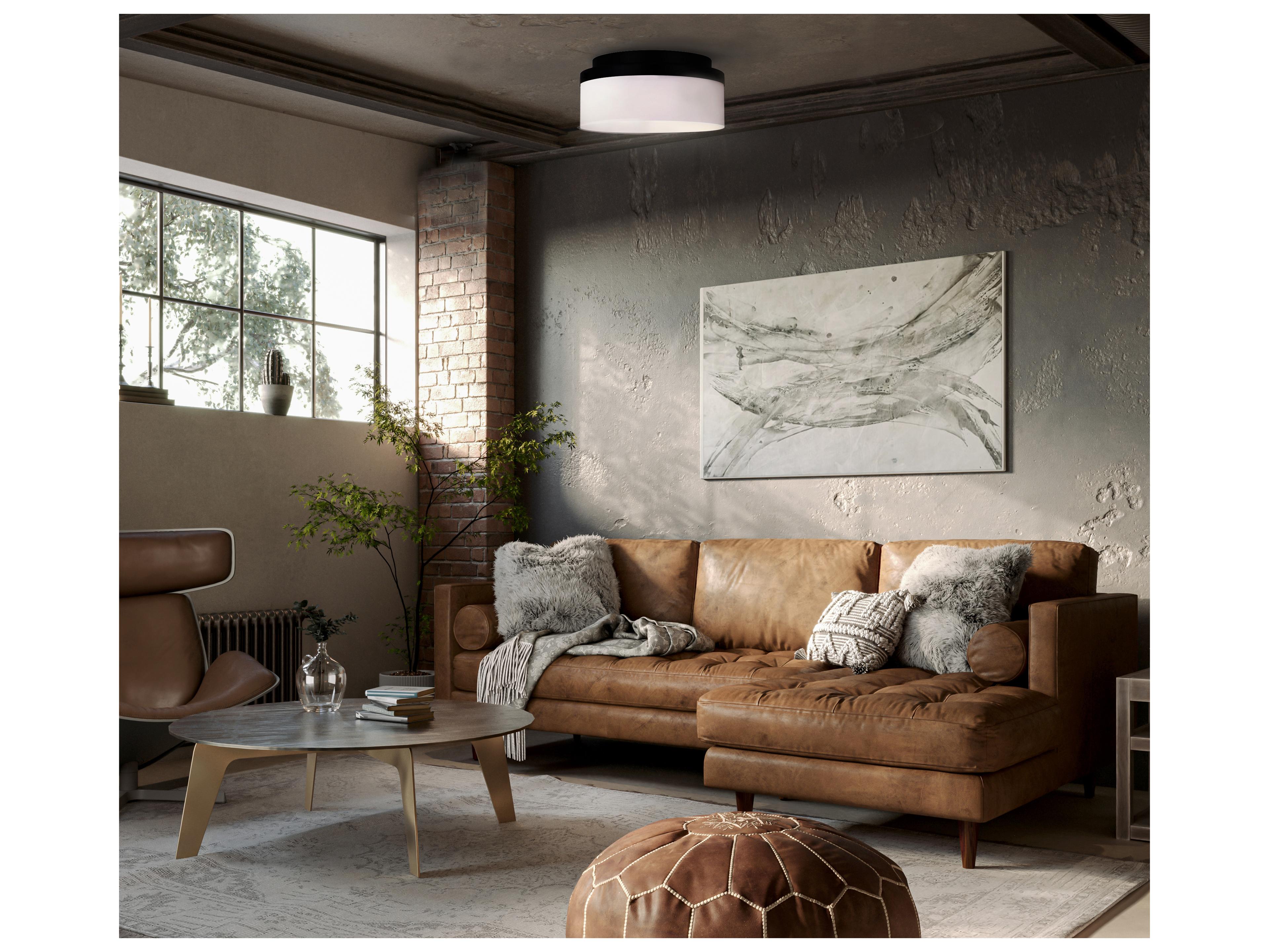 Canarm Malloy 2 -light Black Drum Flush Mount