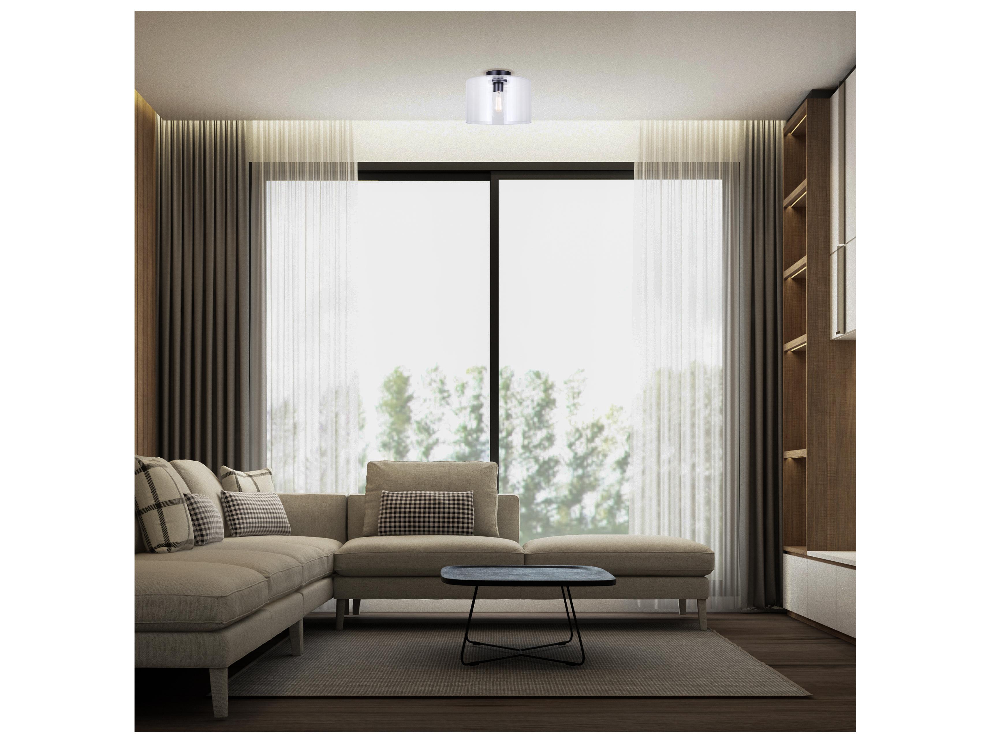 Canarm Sklo 1 -light Black Drum Flush Mount