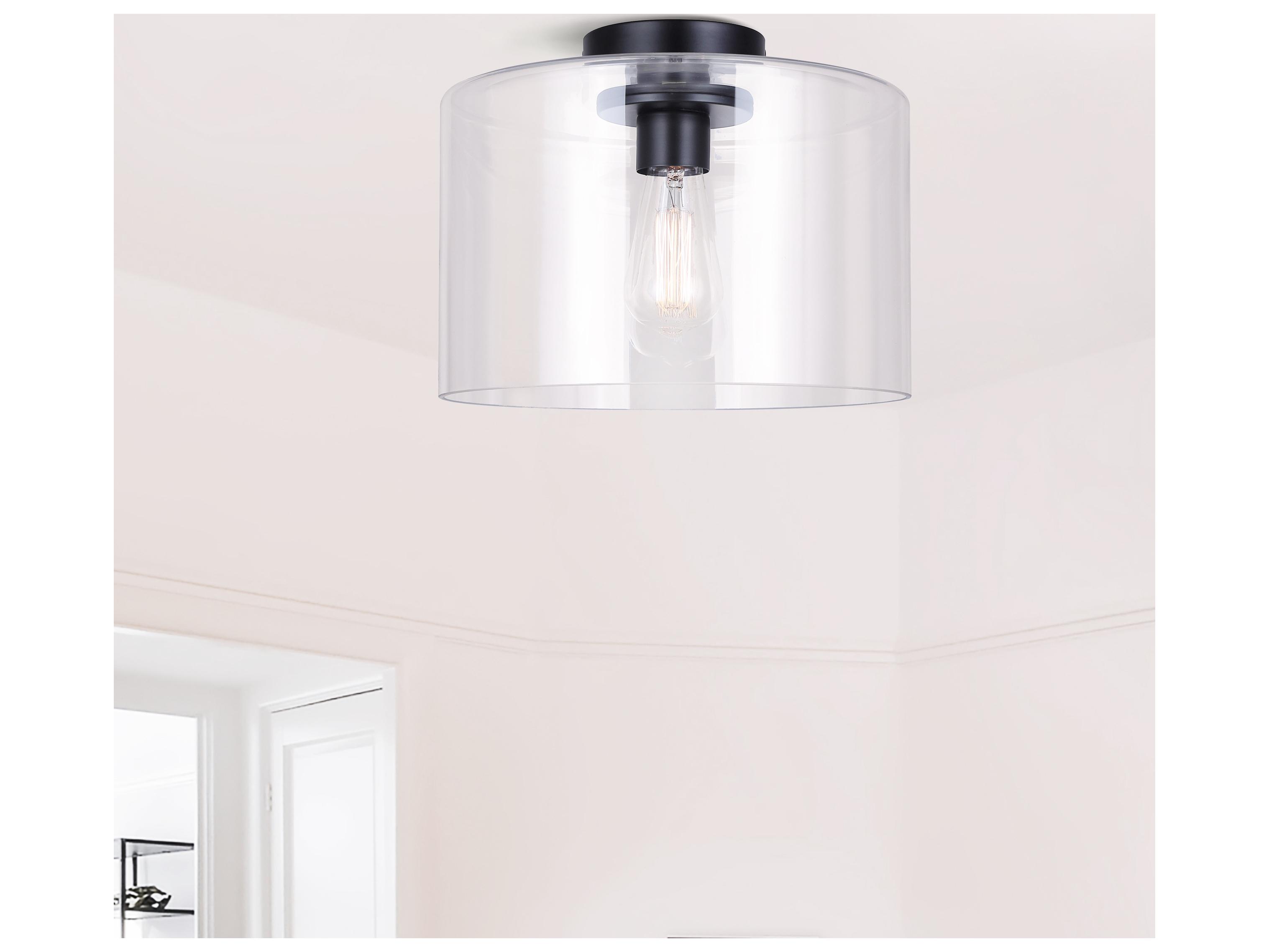 Canarm Sklo 1 -light Black Drum Flush Mount