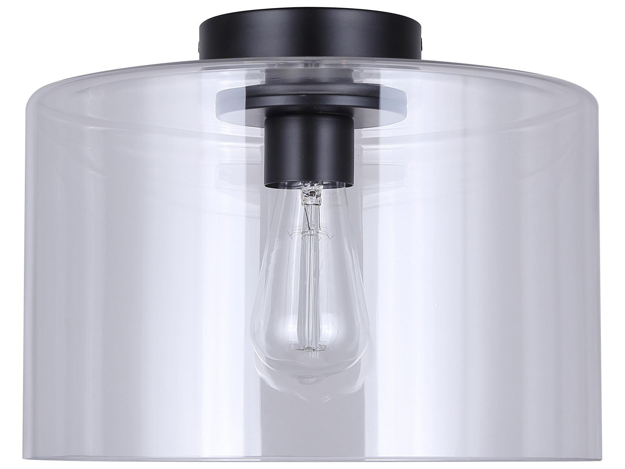 Canarm Sklo 1 -light Black Drum Flush Mount