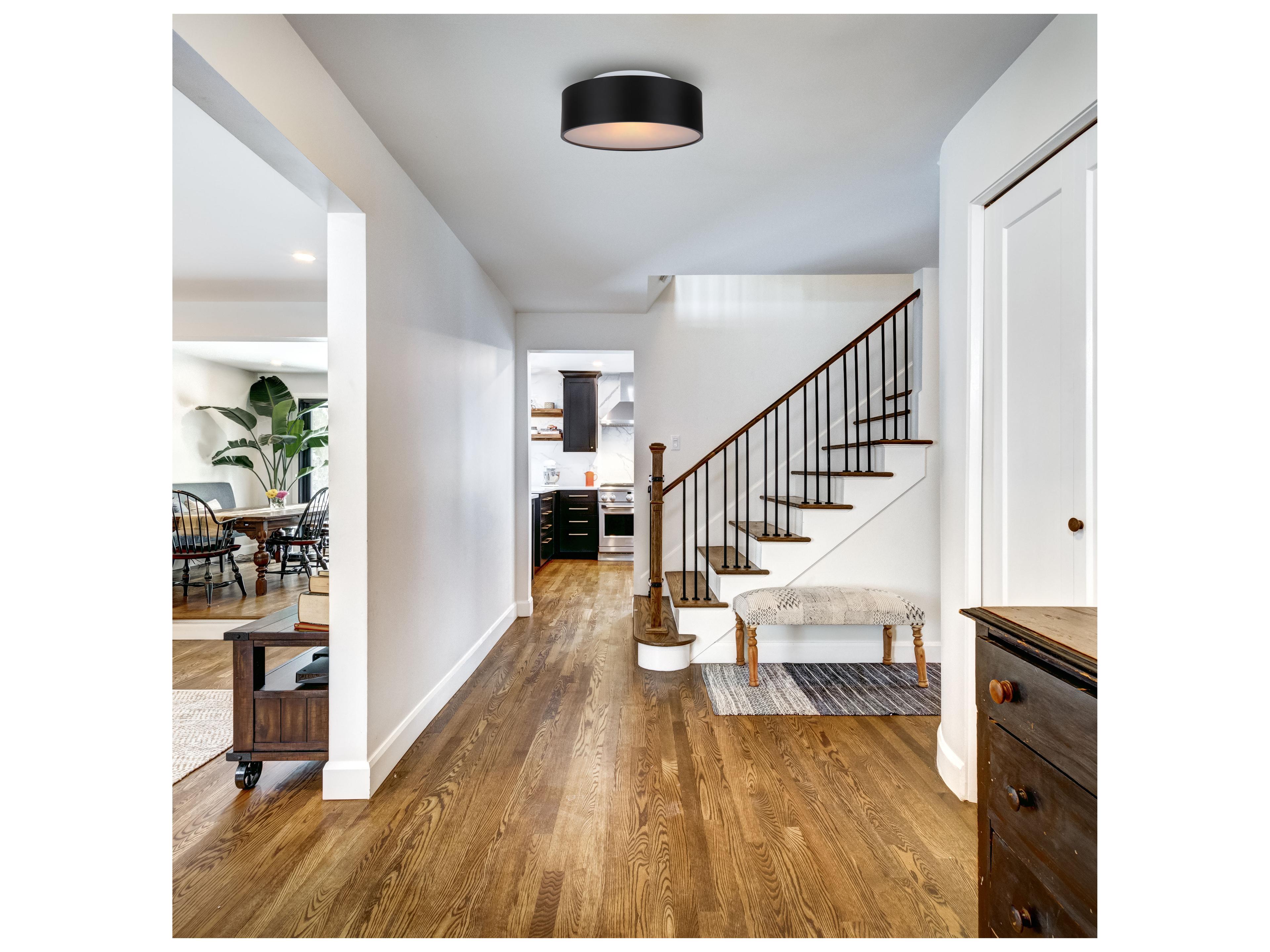 Canarm Dexter 2 -light Black Drum Flush Mount