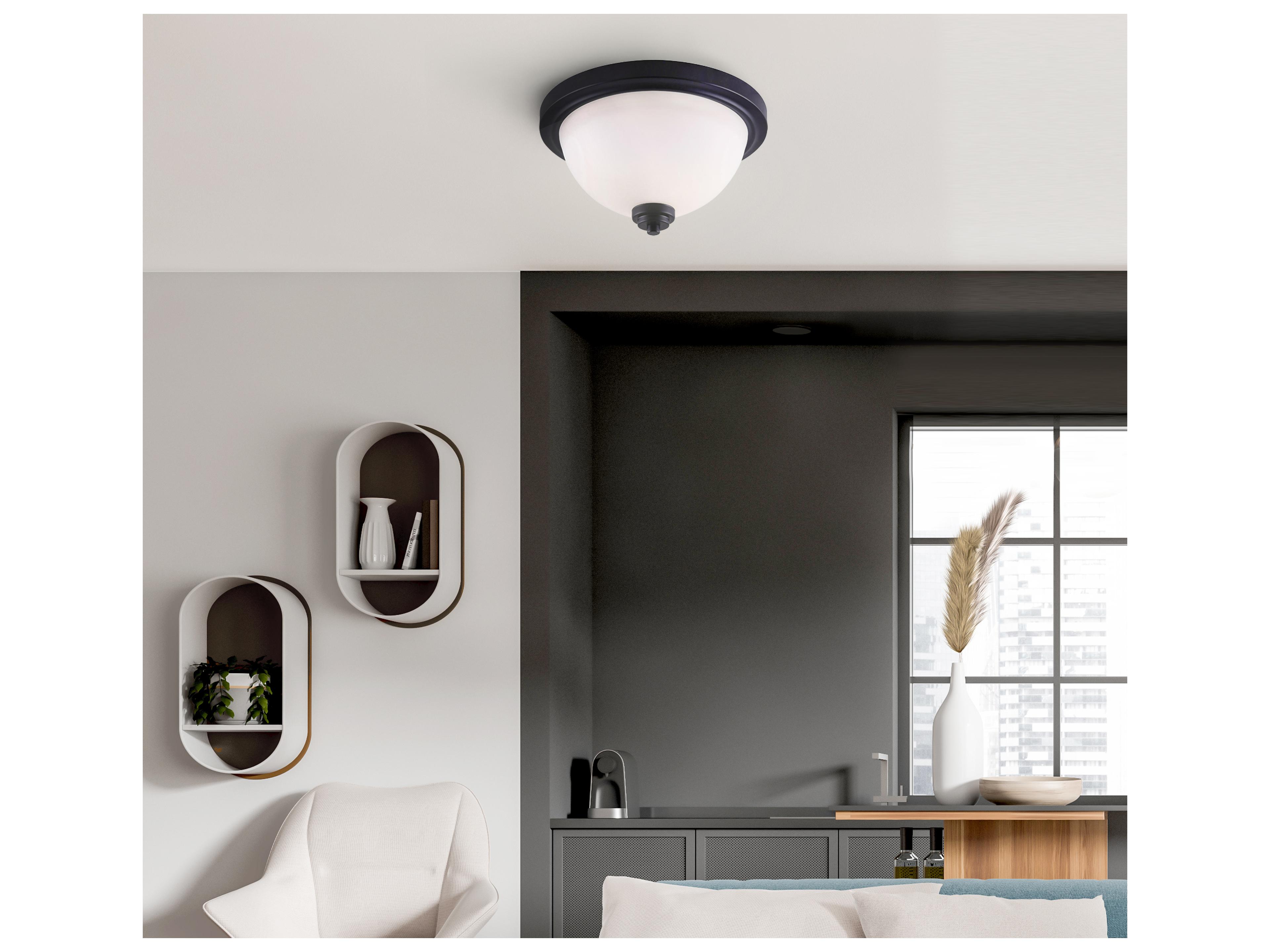 Canarm Portia 2 -light Black Dome Flush Mount