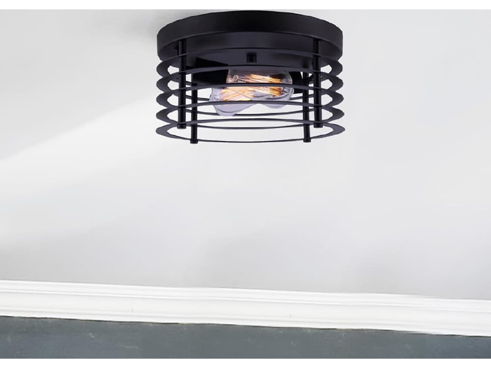 Canarm Alder 2 -light Black Flush Mount
