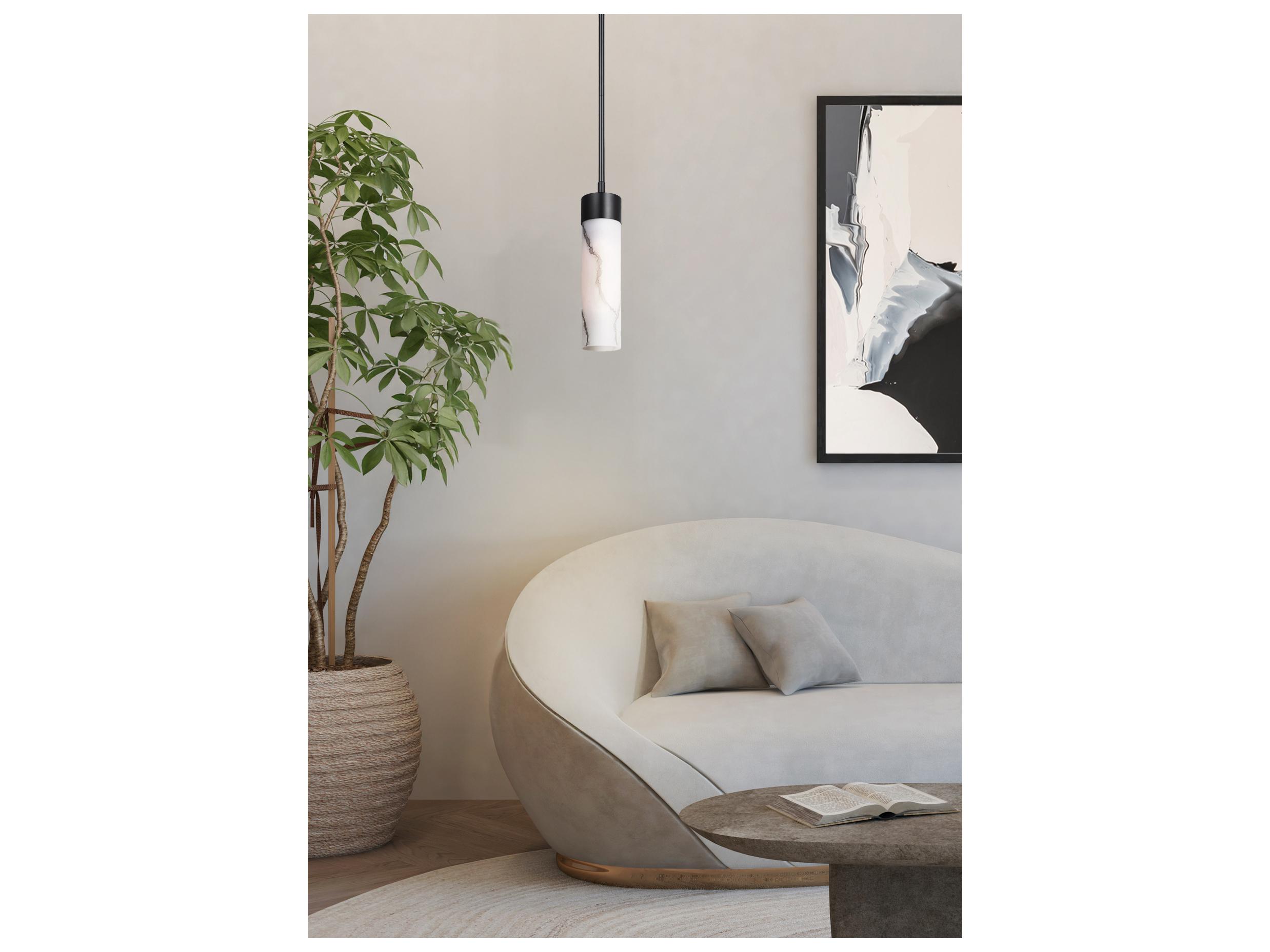 Canarm Kristella 1 -light Black Cylinder Mini Pendant