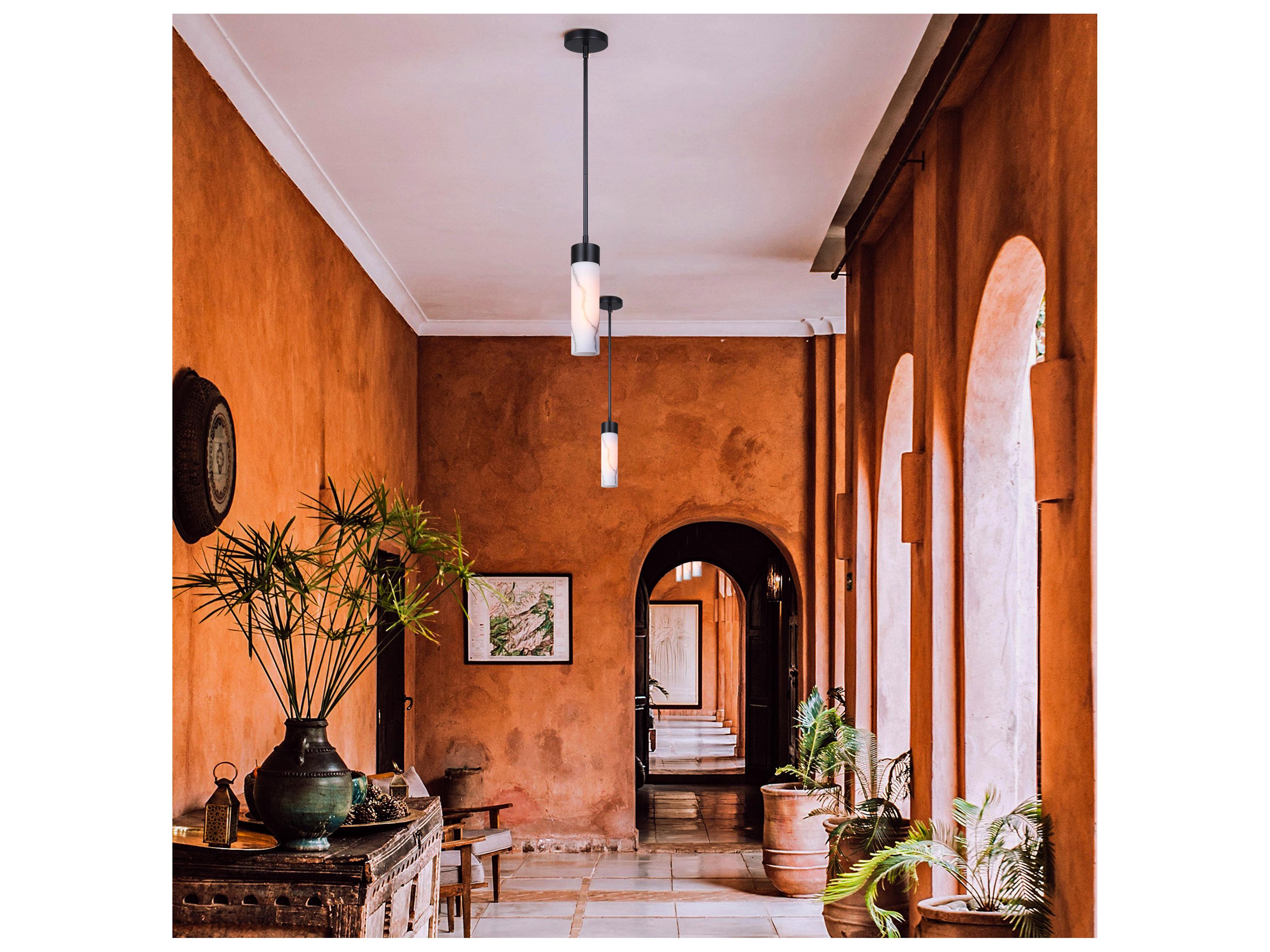 Canarm Kristella 1 -light Black Cylinder Mini Pendant