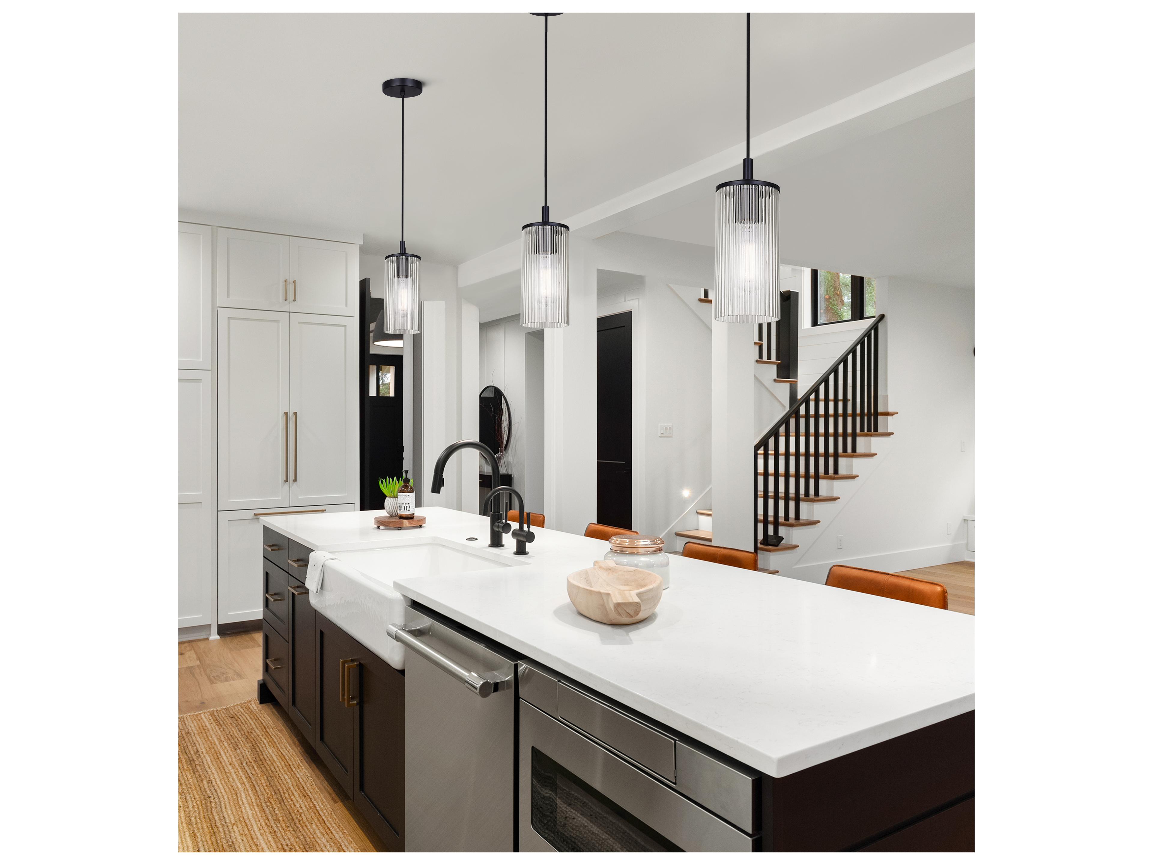 Canarm Kinslea 1 -light Black Cylinder Mini Pendant