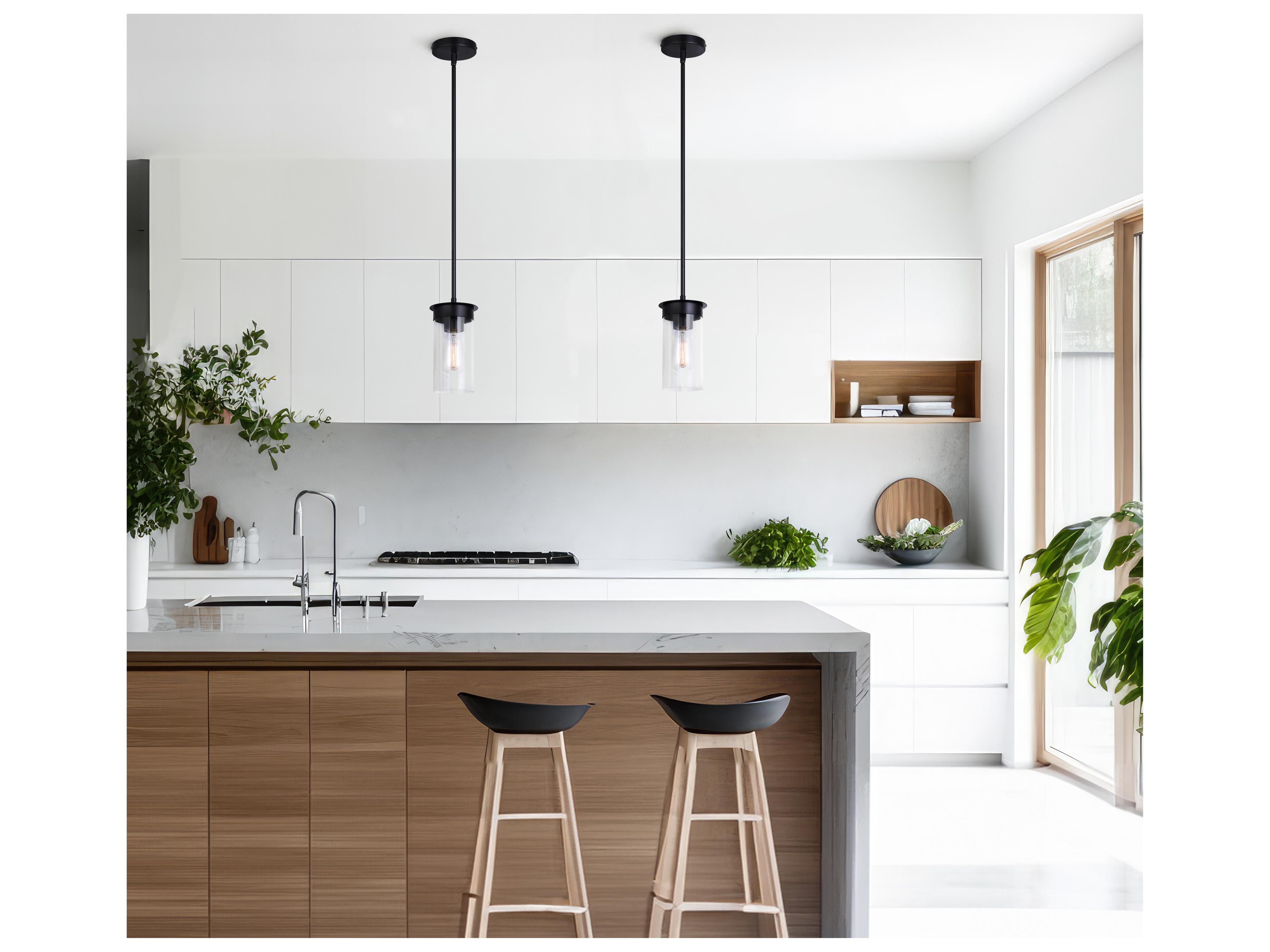 Canarm Benson 1 -light Black Cylinder Mini Pendant