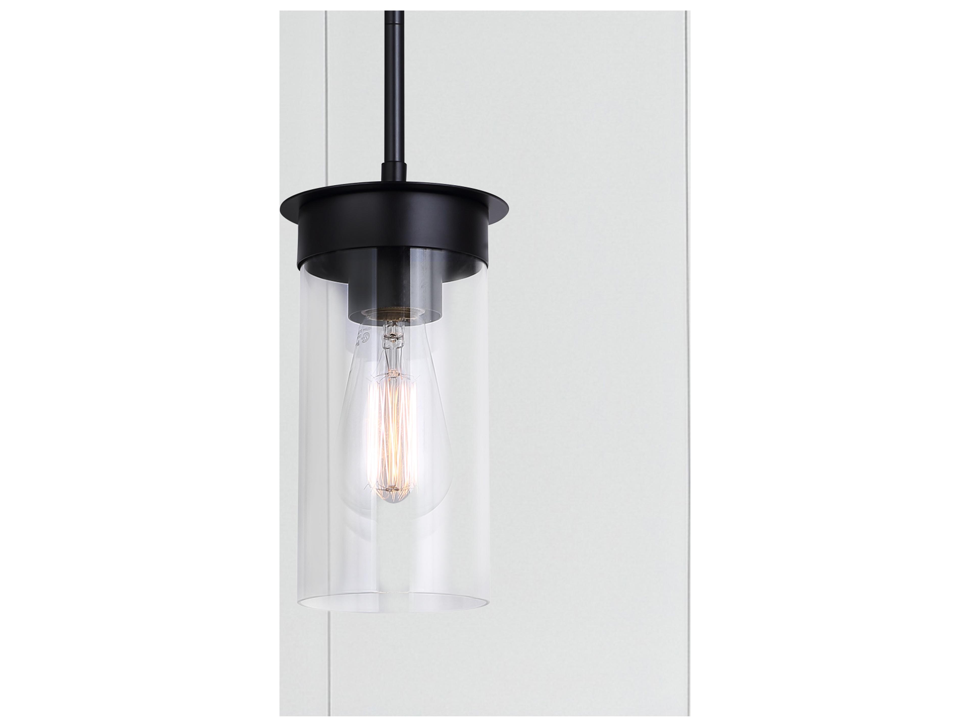 Canarm Benson 1 -light Black Cylinder Mini Pendant