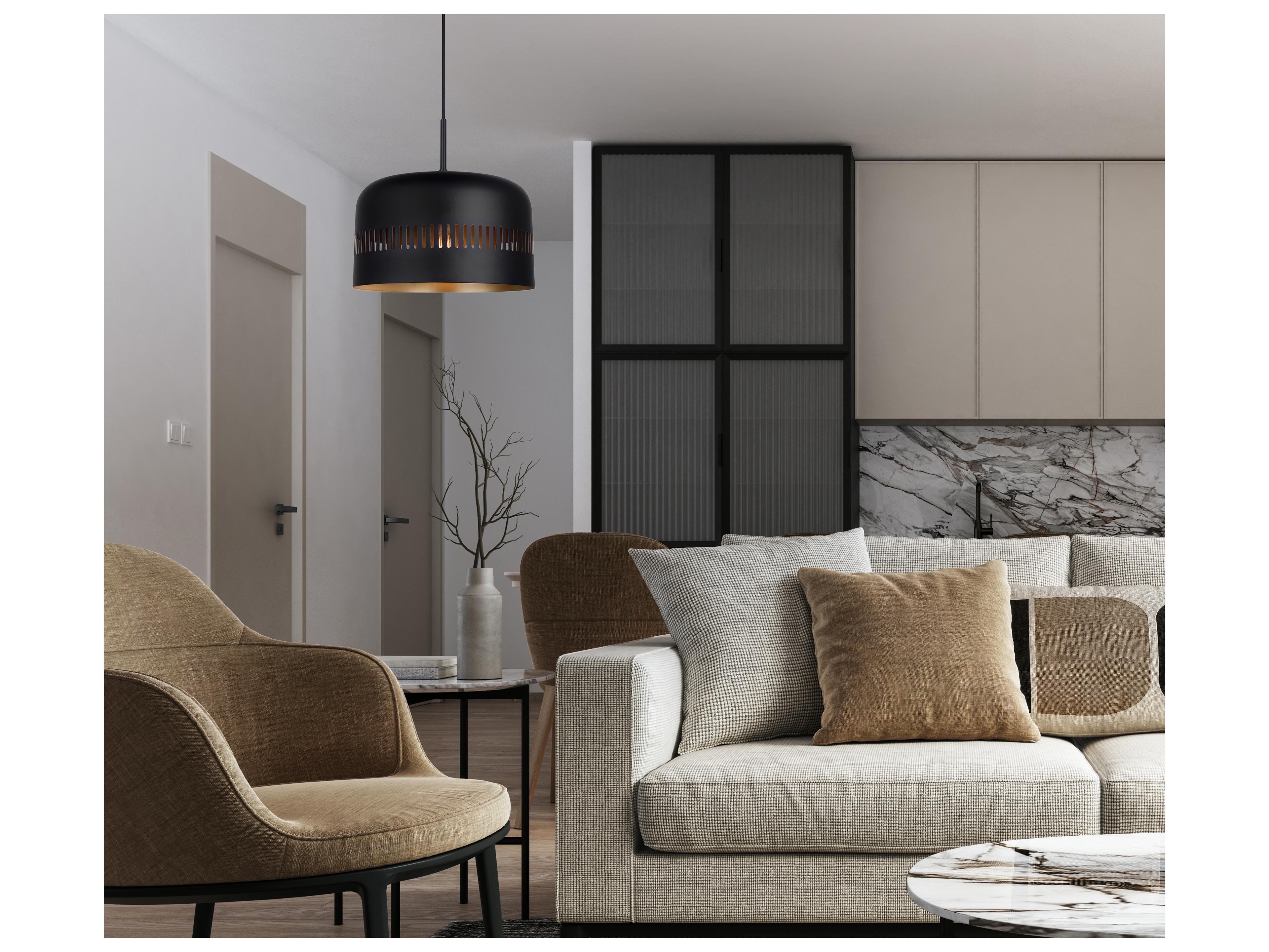 Canarm Miles 1 -light Black Drum Pendant