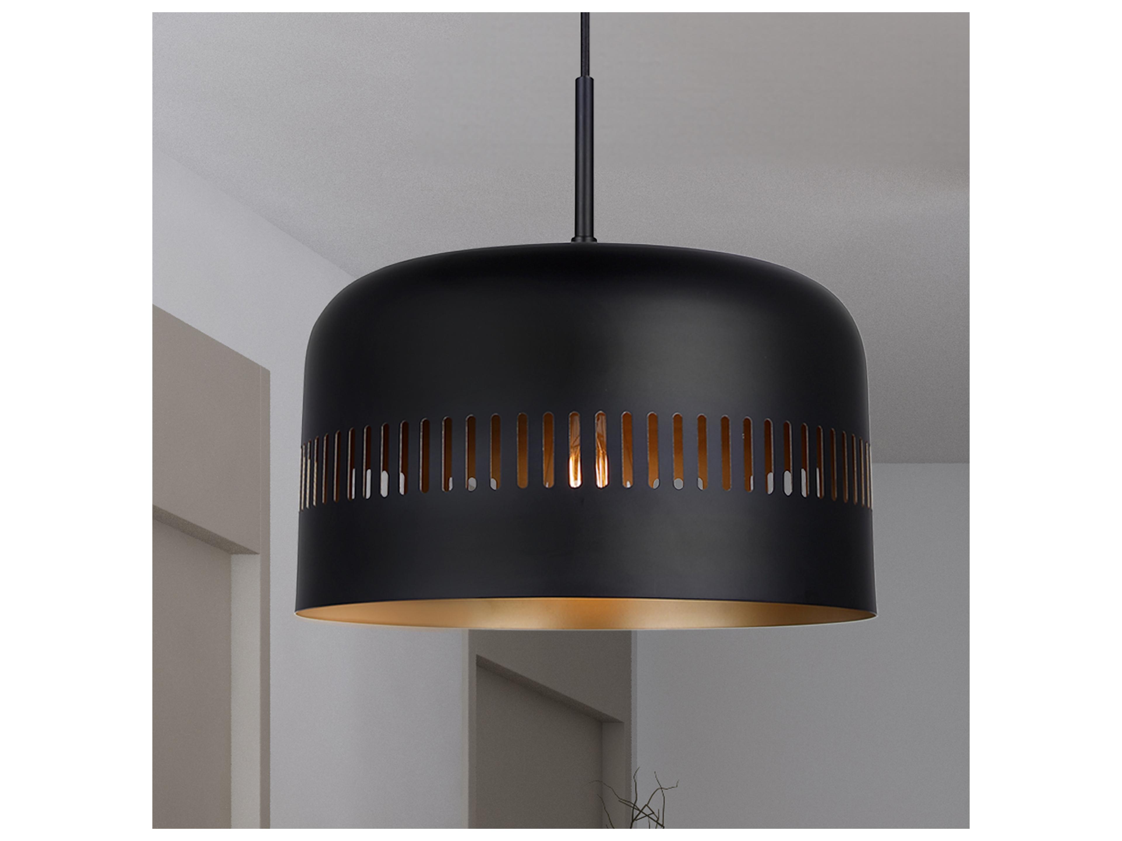 Canarm Miles 1 -light Black Drum Pendant