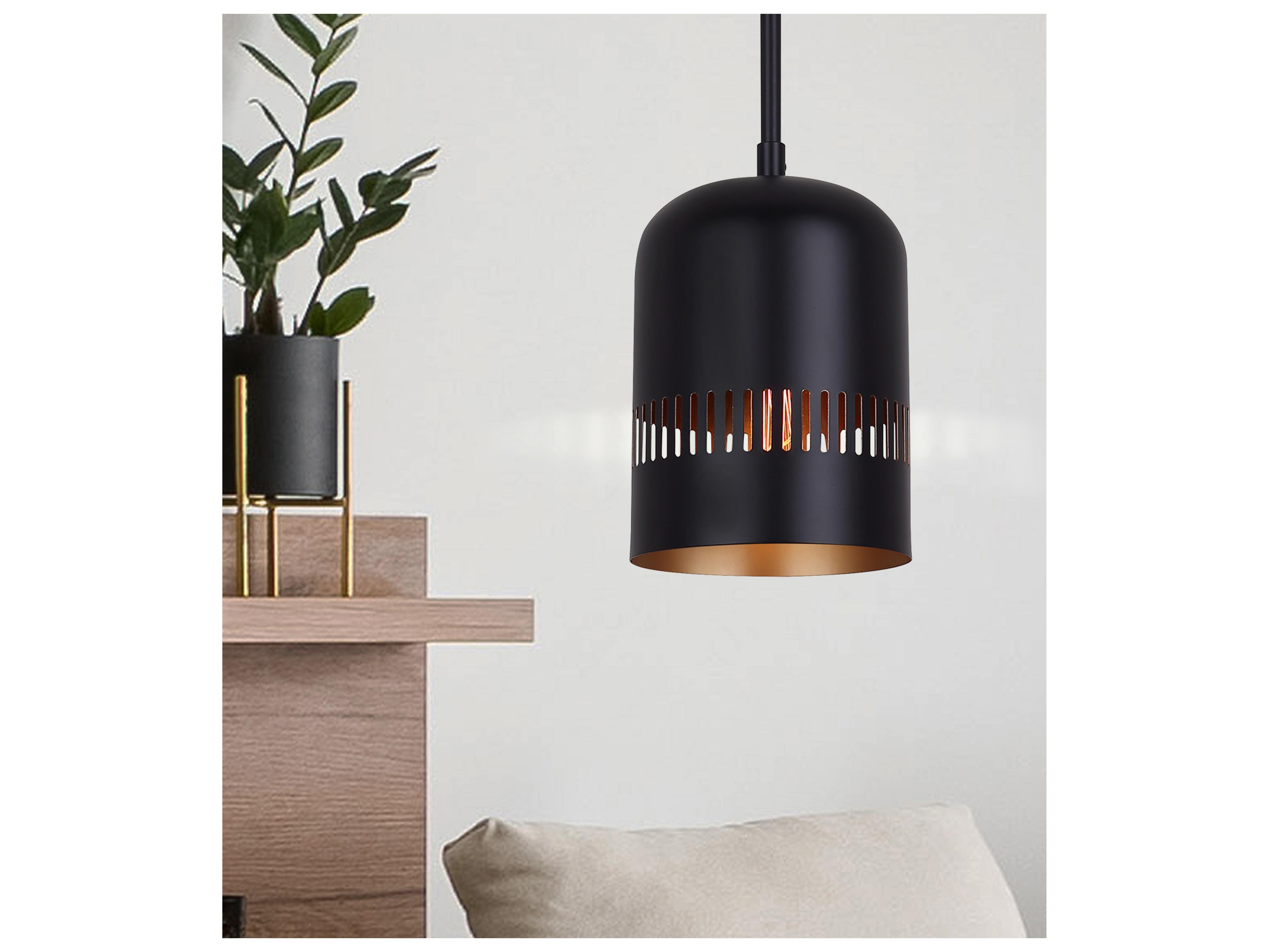 Canarm Miles 1 -light Black Cylinder Mini Pendant