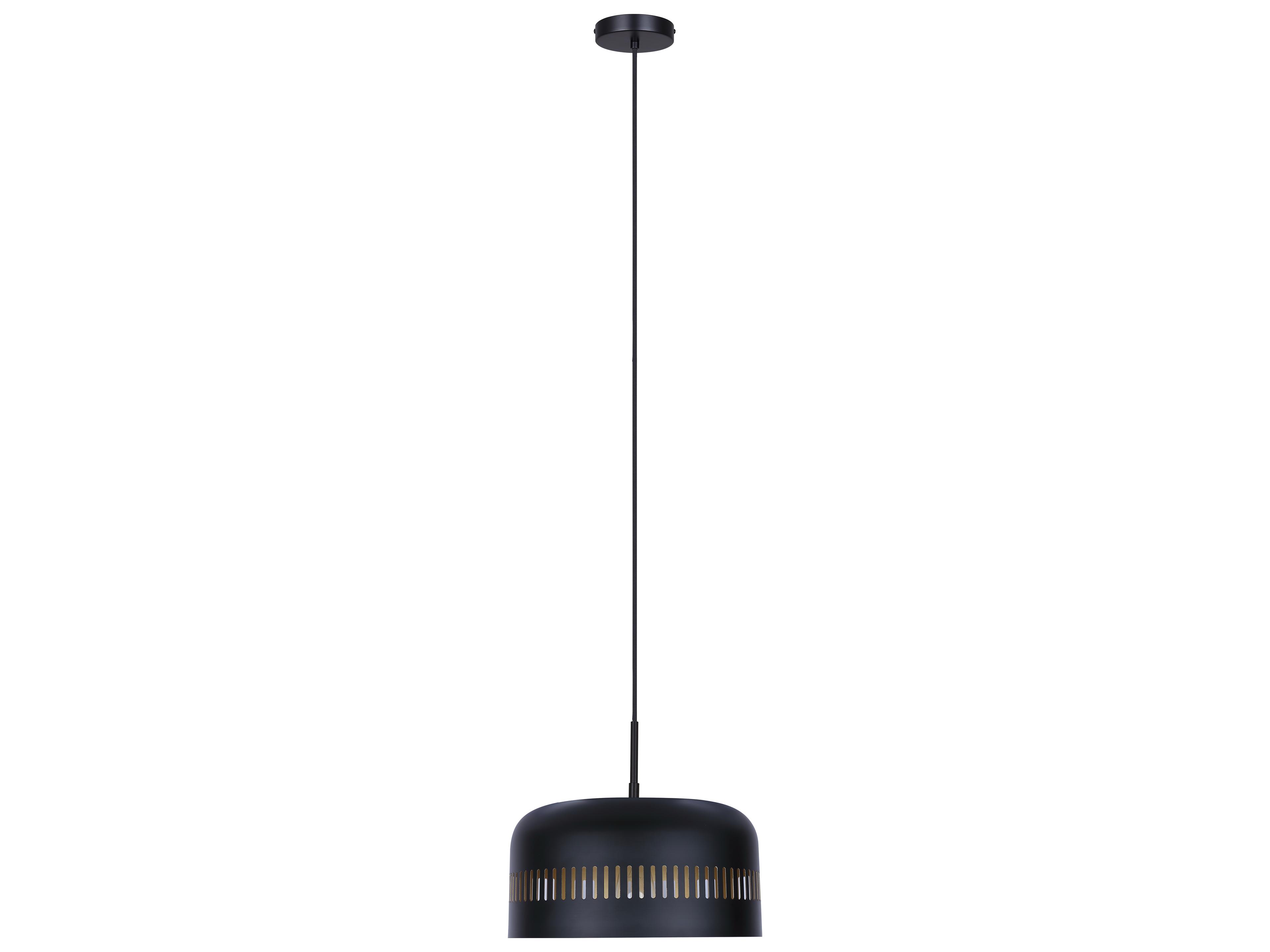 Canarm Miles 1 -light Black Drum Pendant