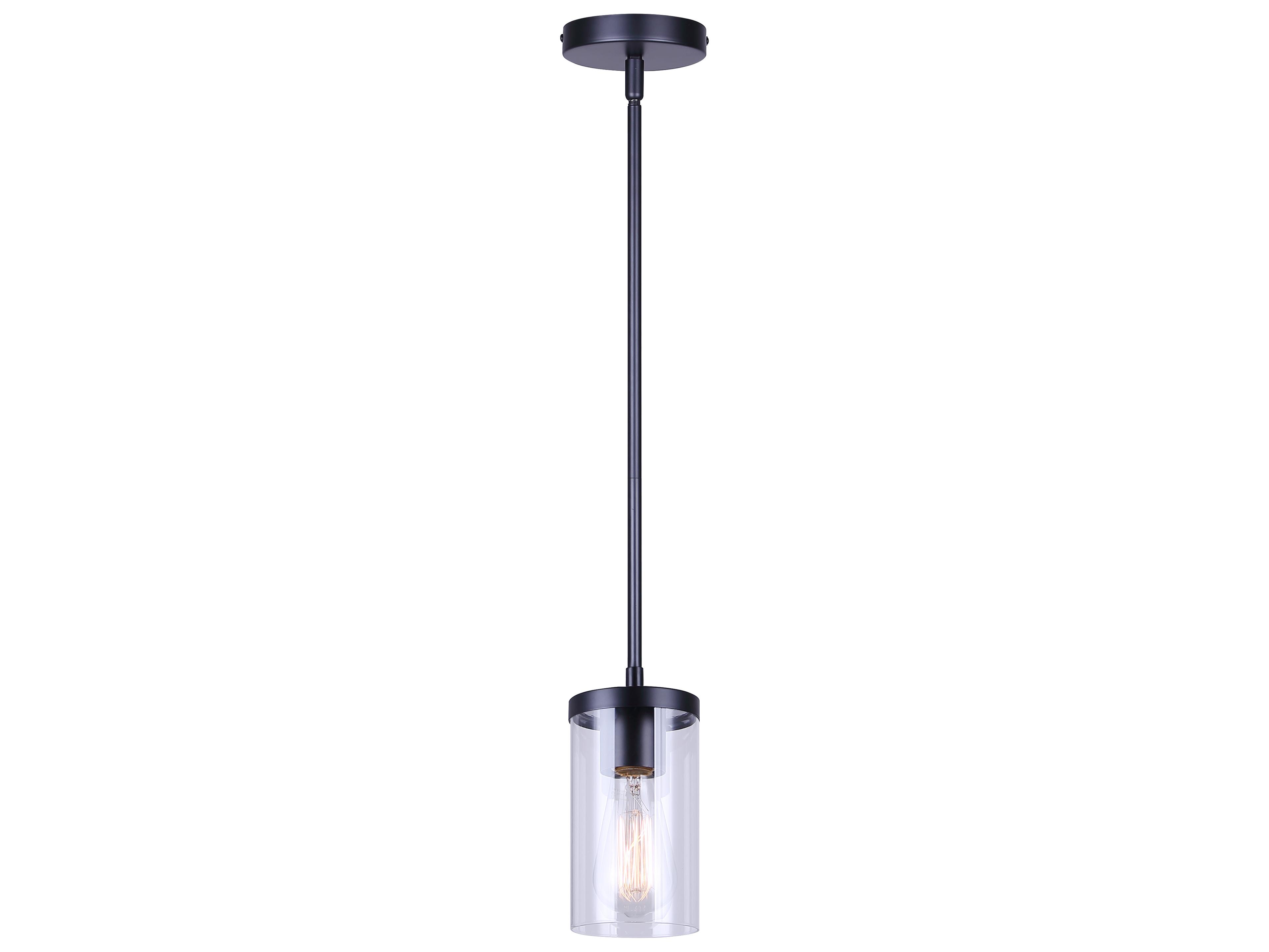 Canarm Britton 1 -light Black Cylinder Mini Pendant