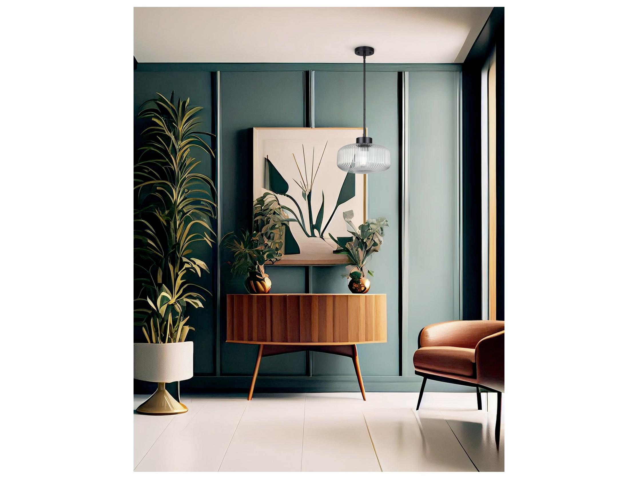 Canarm Ledger 1 -light Black Globe Mini Pendant