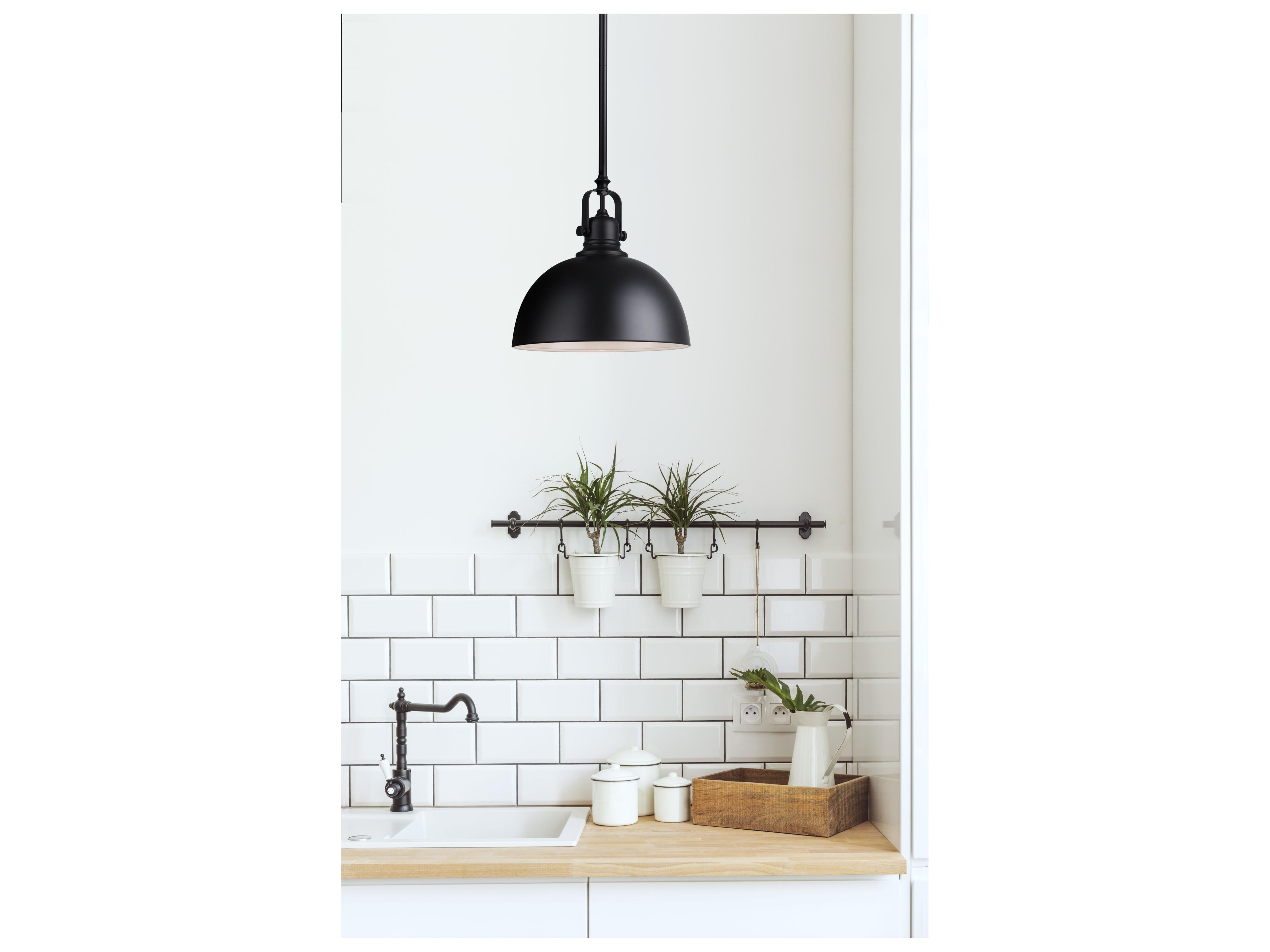 Canarm Polo 1 -light Black Dome Mini Pendant