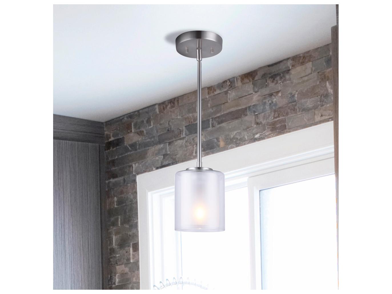 Canarm Bay 1 -light Nickel Cylinder Mini Pendant