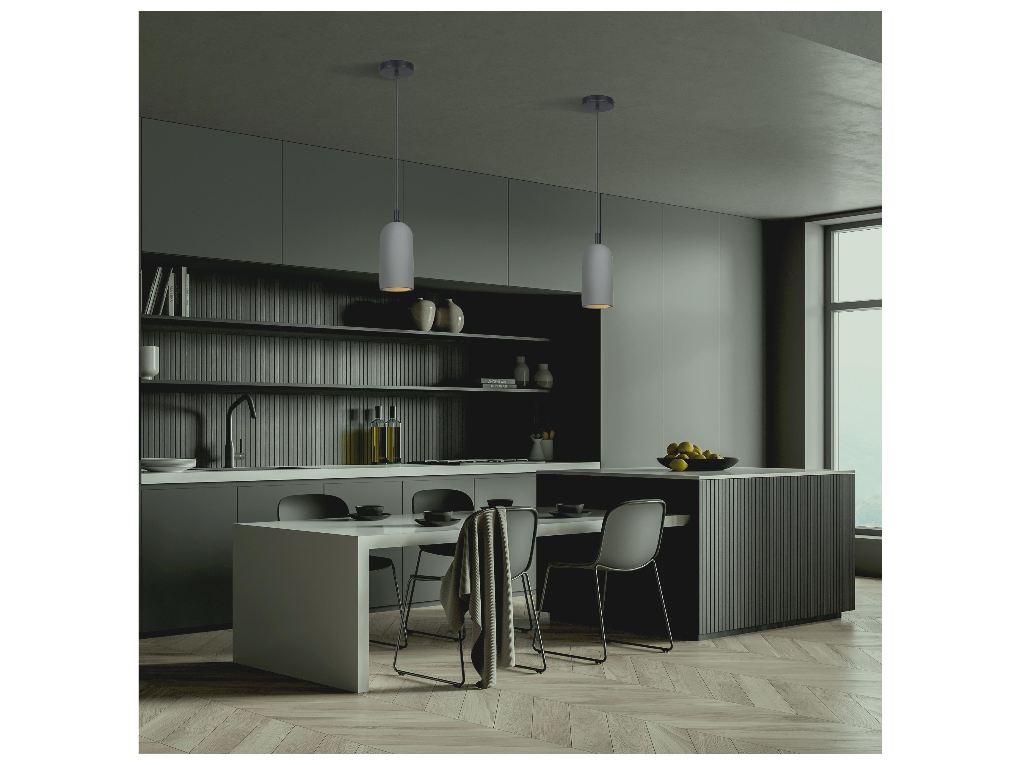 Canarm Jack 1 -light Gray Cylinder Mini Pendant