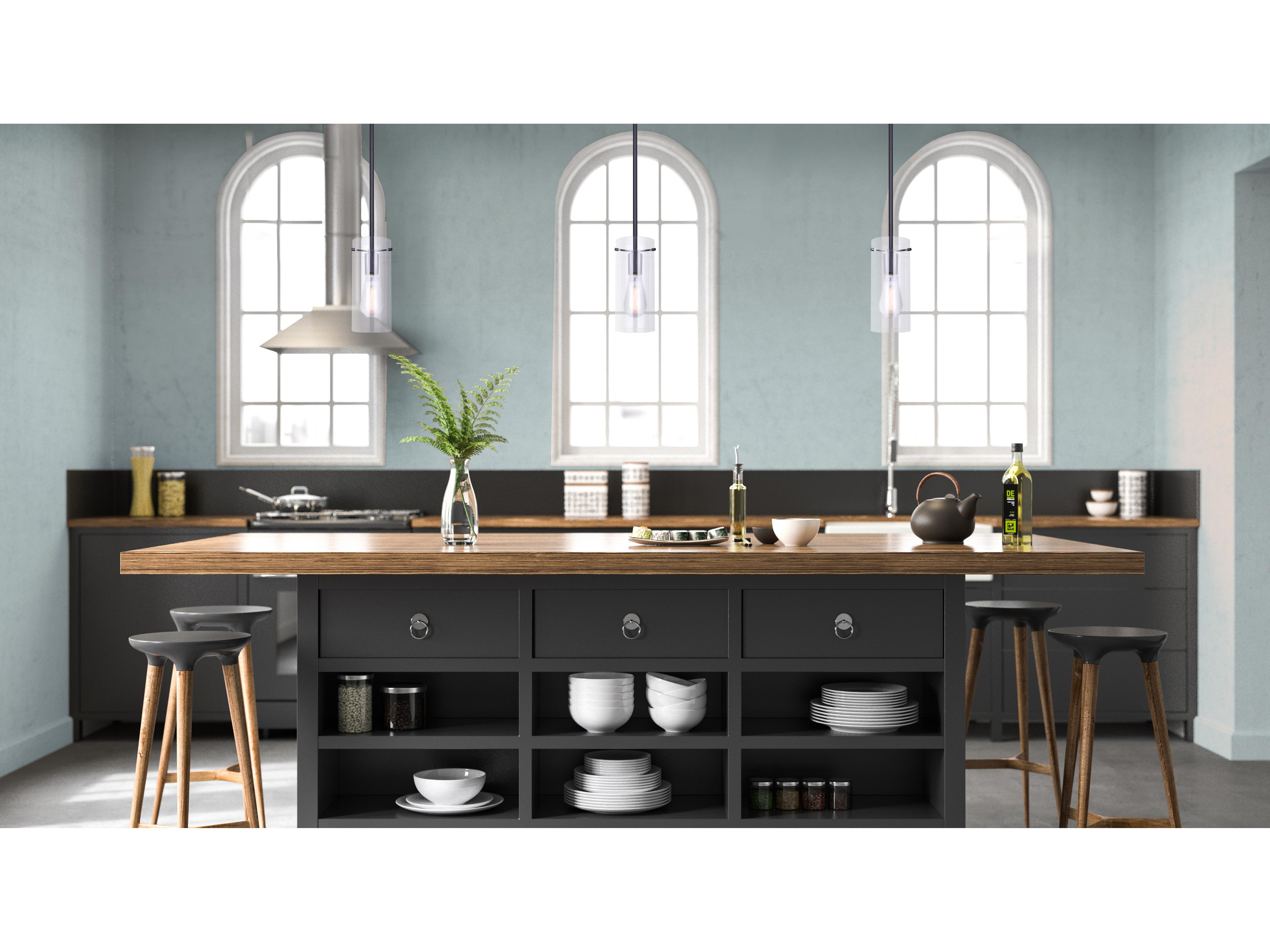 Canarm Joni 1 -light Black Cylinder Mini Pendant