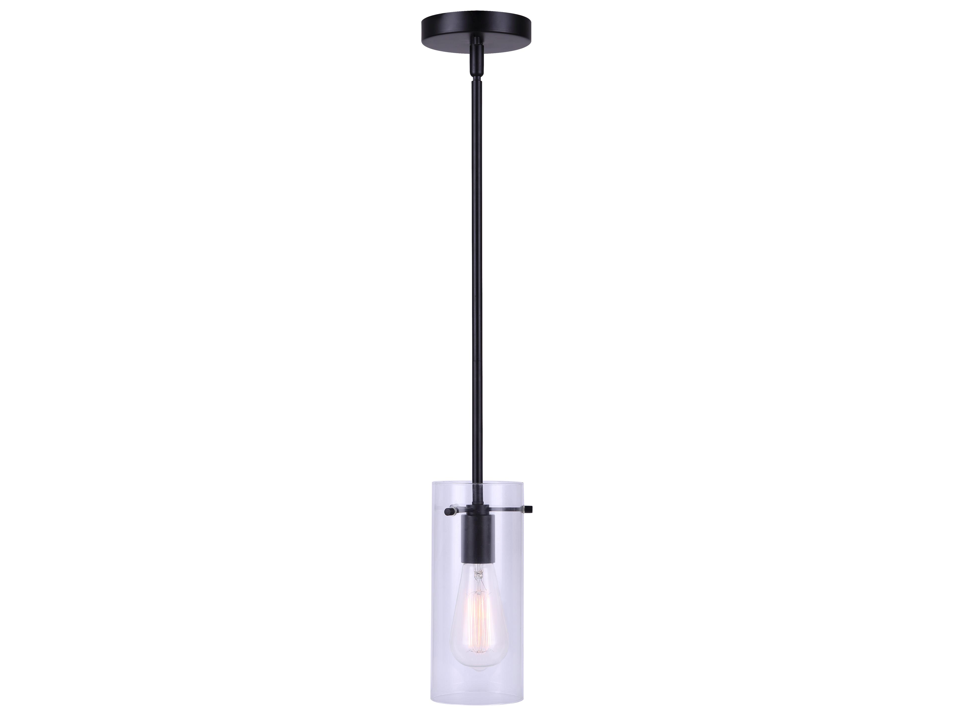 Canarm Joni 1 -light Black Cylinder Mini Pendant