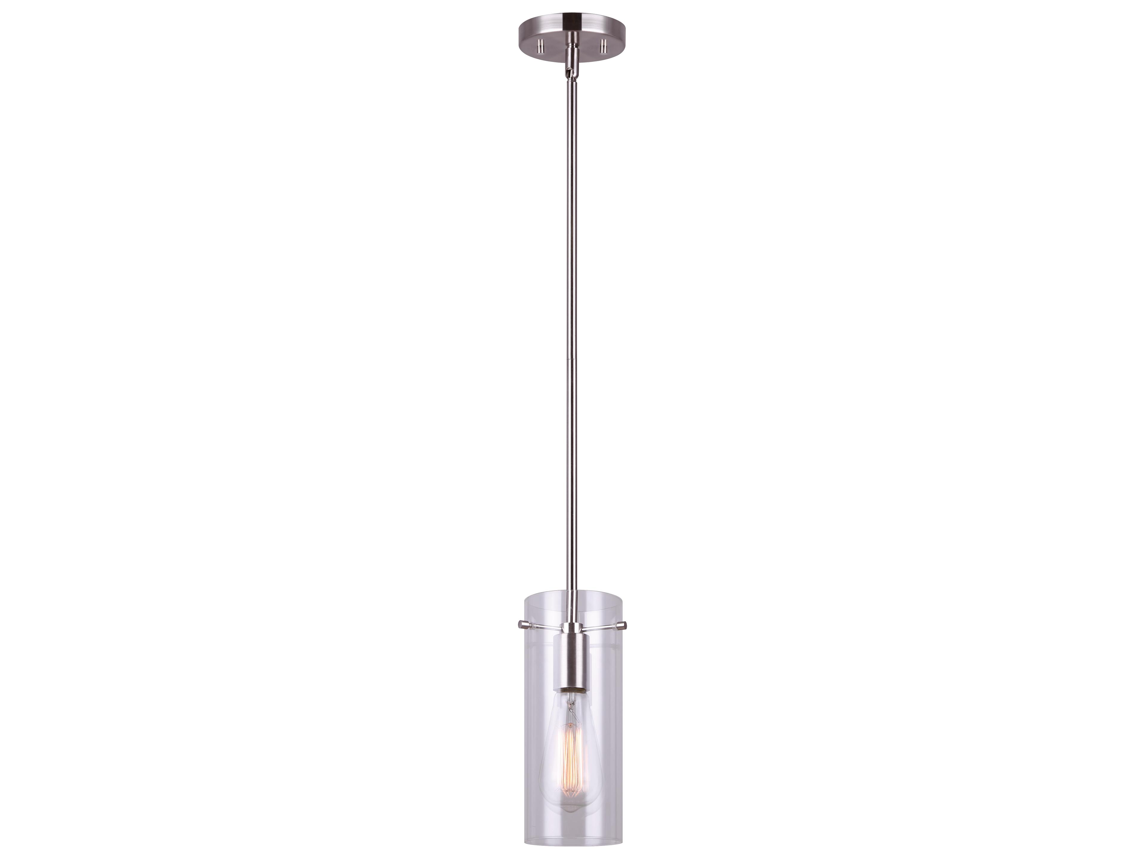 Canarm Joni 1 -light Nickel Cylinder Mini Pendant