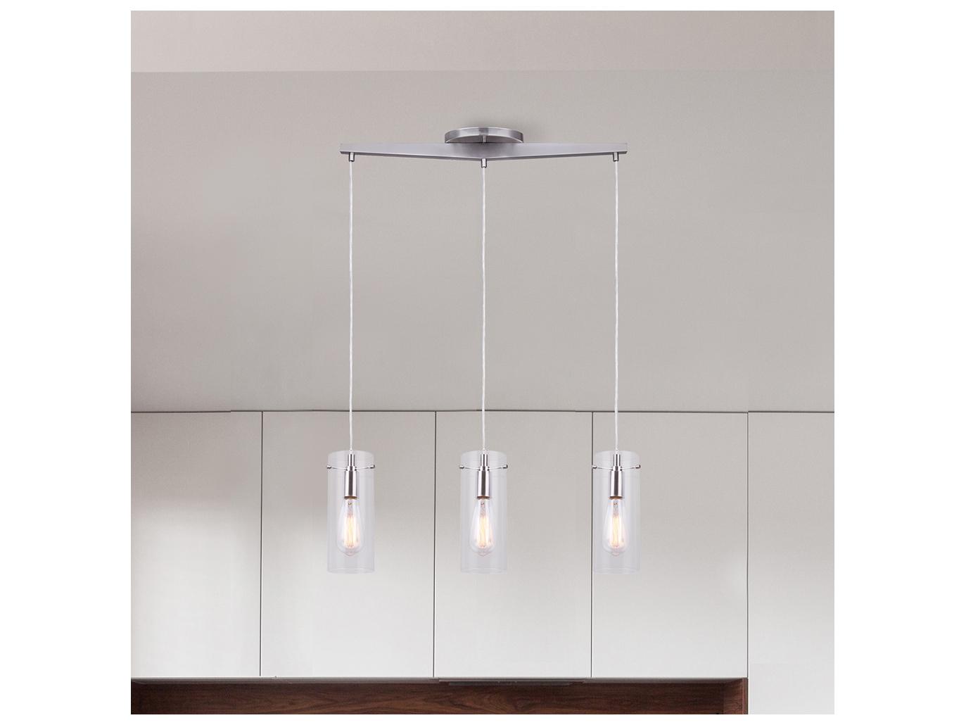 Canarm Joni 3 -light Nickel Cylinder Island Pendant