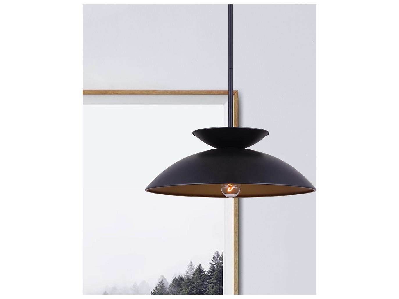 Canarm Ziva 1 -light Black Bowl Pendant
