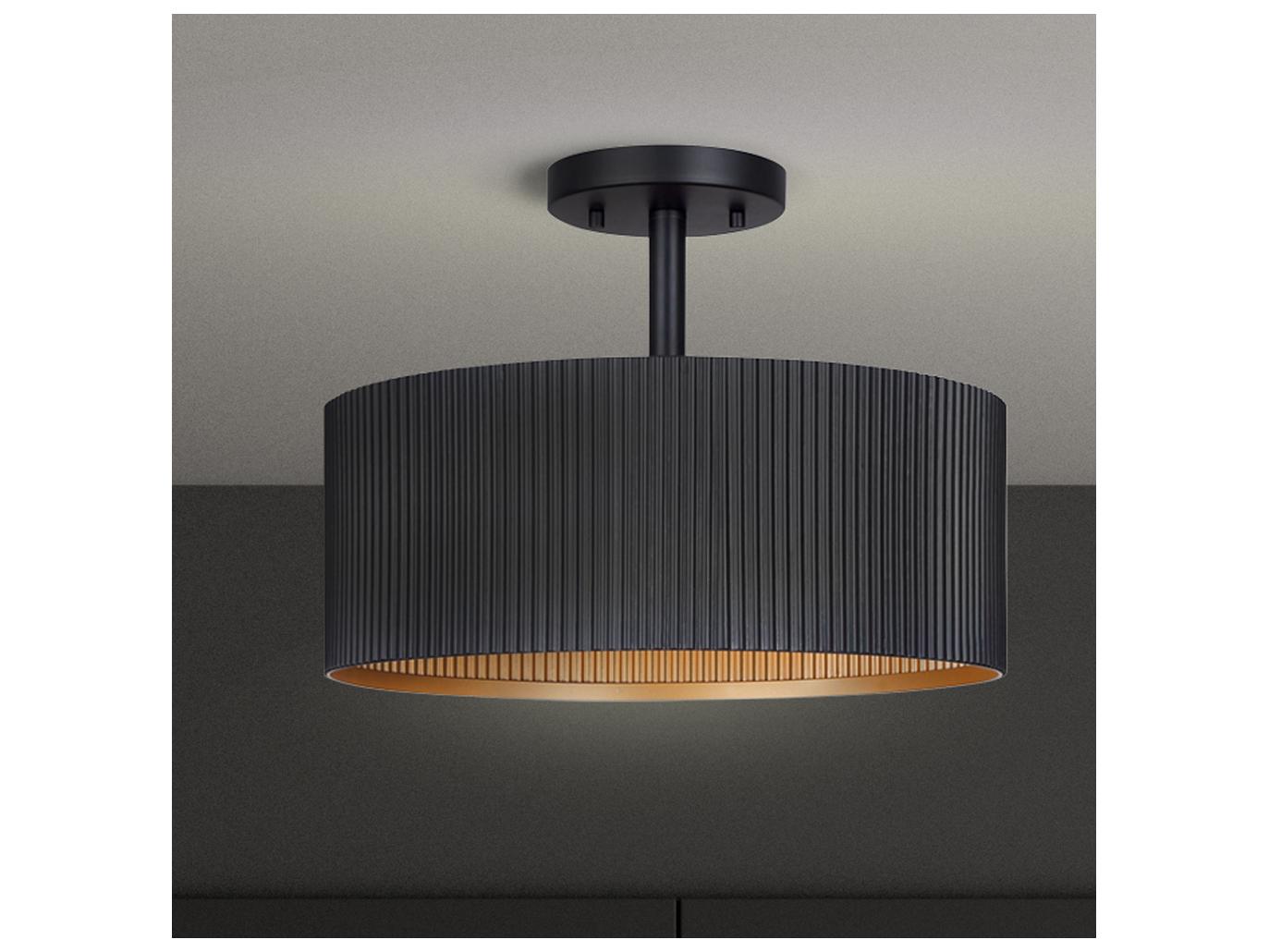 Canarm Rexton 2 -light Black Drum Semi Flush Mount